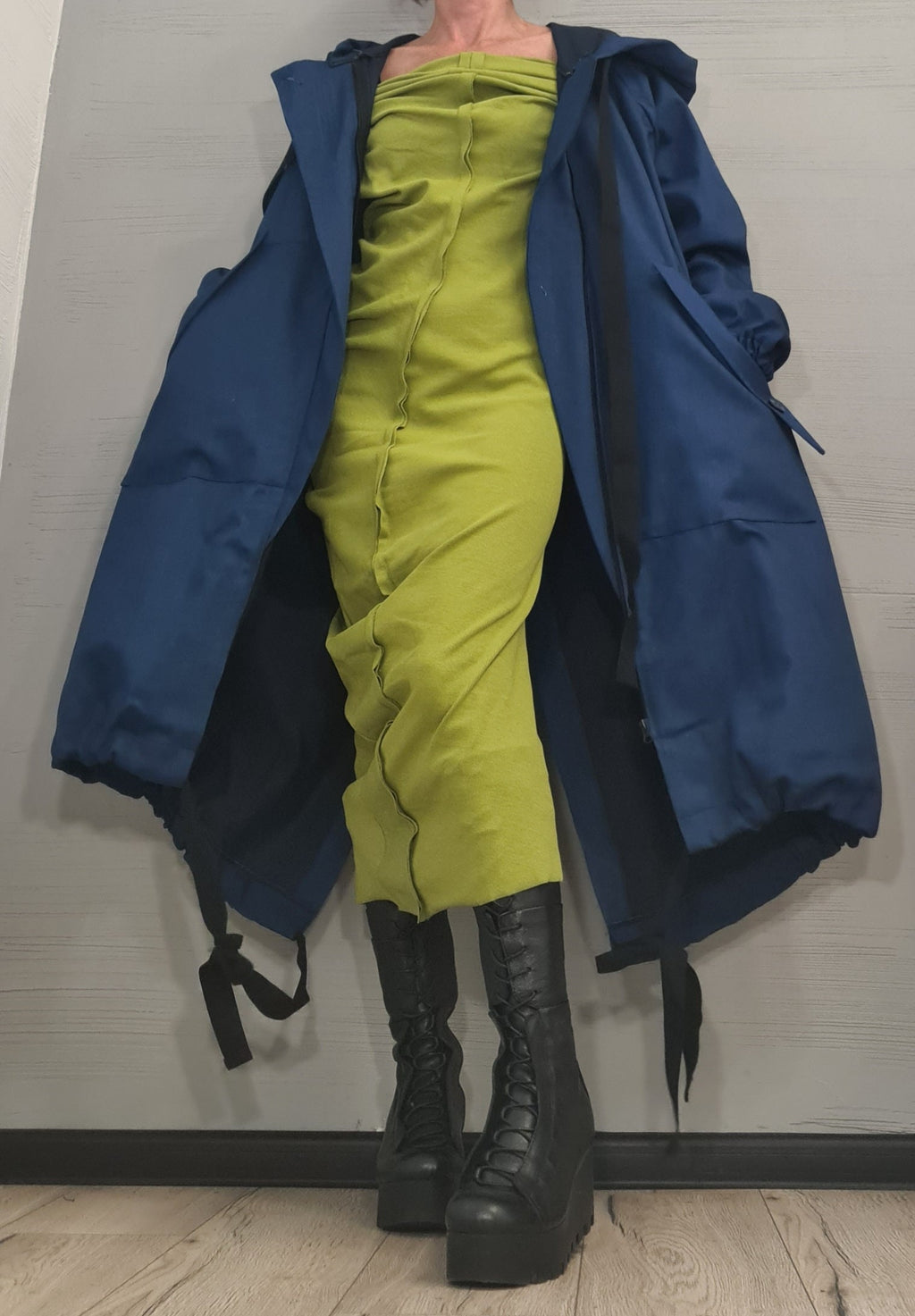 Extravagant Denim Long Loose Hooded Jacket , Spring Blazer, Asymmetrical Jacket, Trench Coat, Gothic, New collection