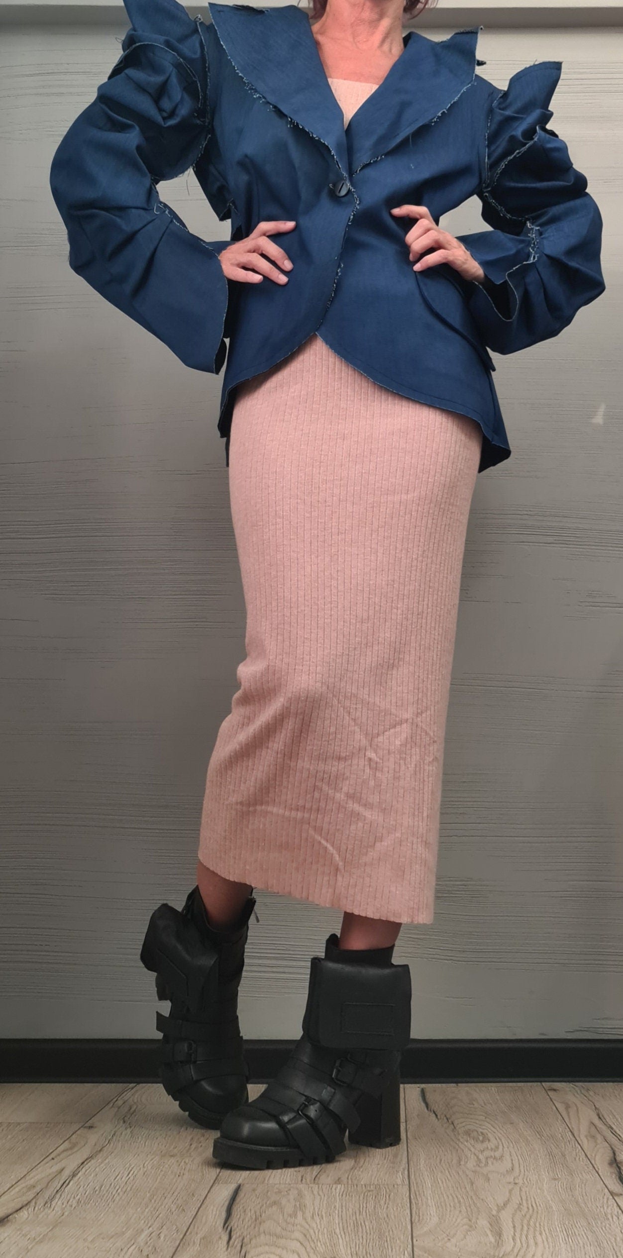 Avant Garde Blazer, Denim Jacket, Suit Jacket, Deconstructed Blazer, Futuristic Clothing, Fitted Jacket, Steampunk Jacket, Women Blazer