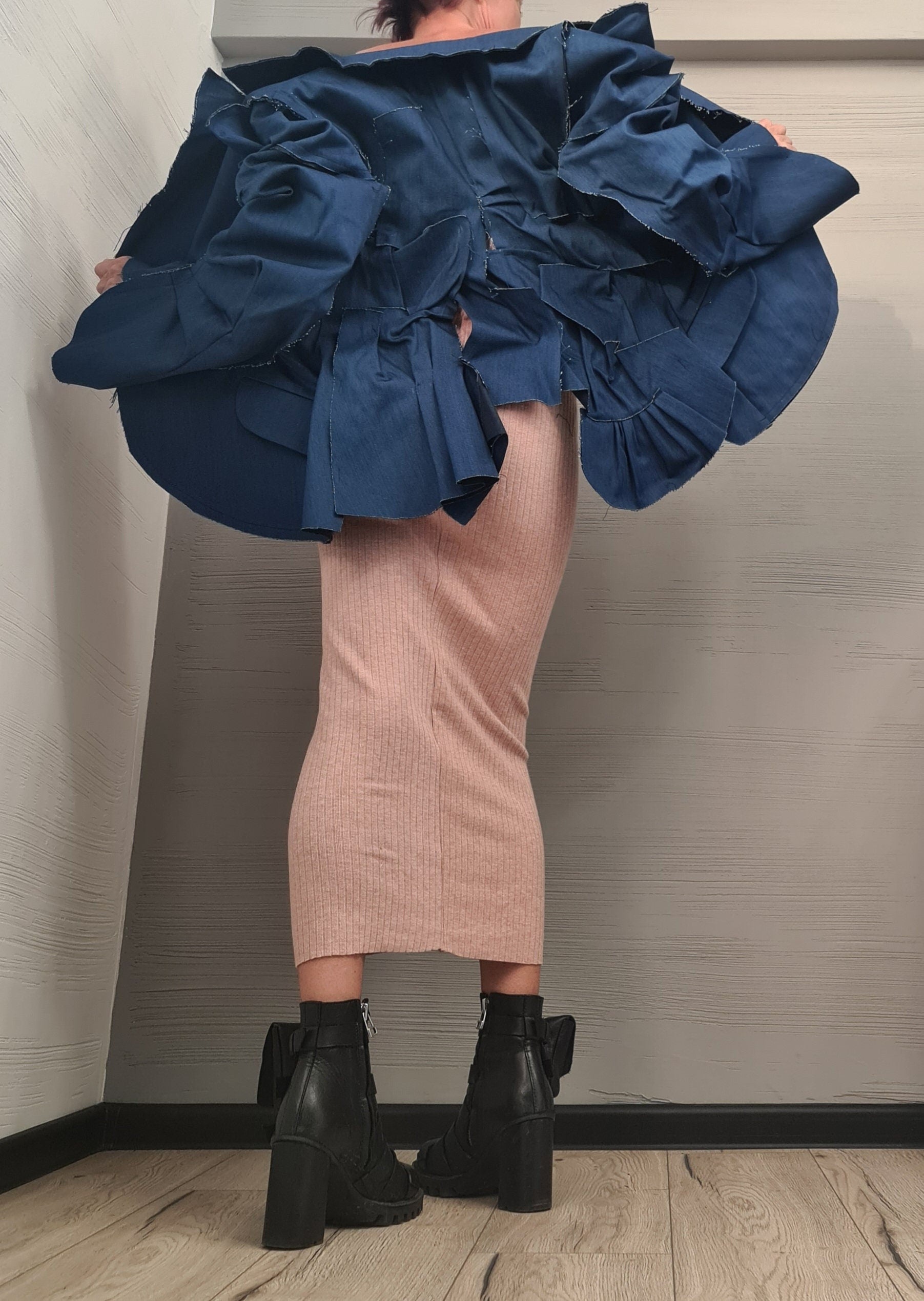 Avant Garde Blazer, Denim Jacket, Suit Jacket, Deconstructed Blazer, Futuristic Clothing, Fitted Jacket, Steampunk Jacket, Women Blazer