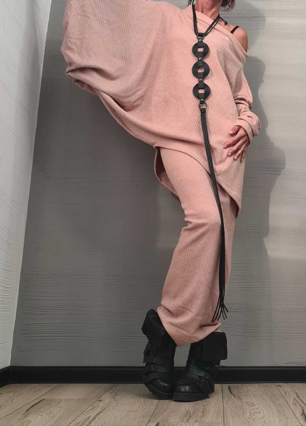 Blouse Asymmetric Sleeves with a Sencil Skirt, Knitting Set, Gothic Women Costume, Women Skirt Suit, Plus Size Clothing, Women Autumn Outfit