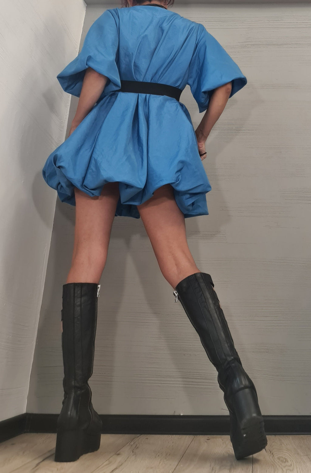 Short sexy dress, Extravagant Blue Taffeta Tunic Dress, Plus Size Clothing Loose Dress, Party Dress New collection Balloon dress