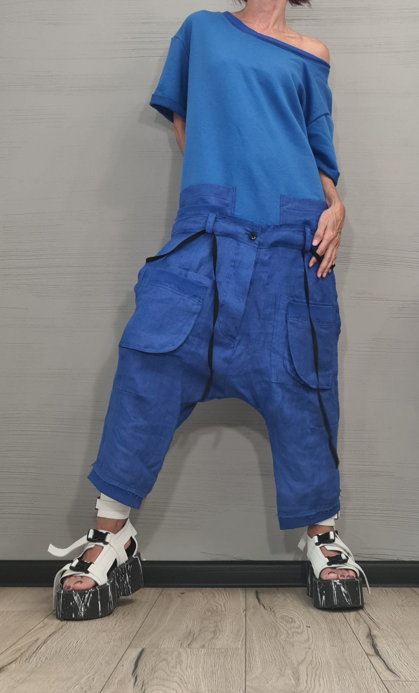 New collection Lenin Asymmetric Jumpsuit, Harem Jumpsuit, Loose Jumpsuit Extravagant