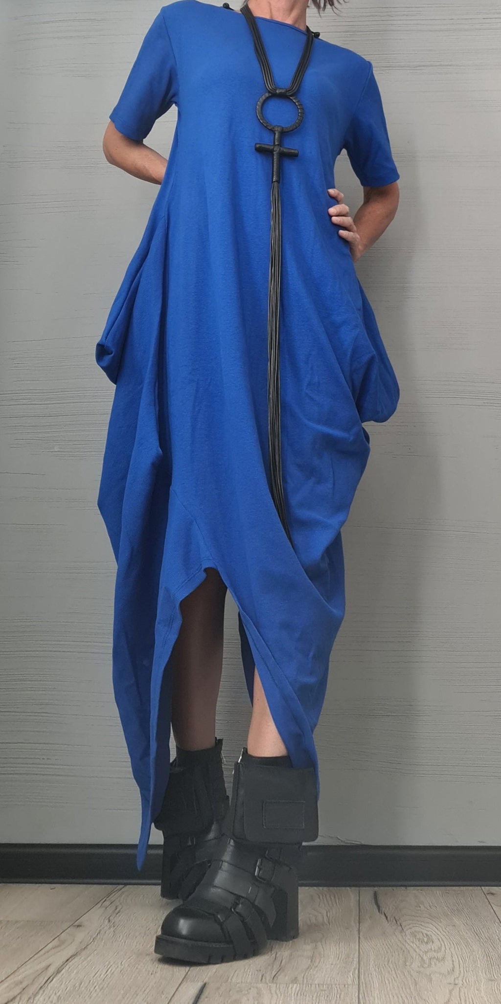 New collection Royal Blue Asymmetric Long Dress, Extravagant Fit Dress, Grunge Dress, Plus Size Clothing, Drape Dress, Loose Dress