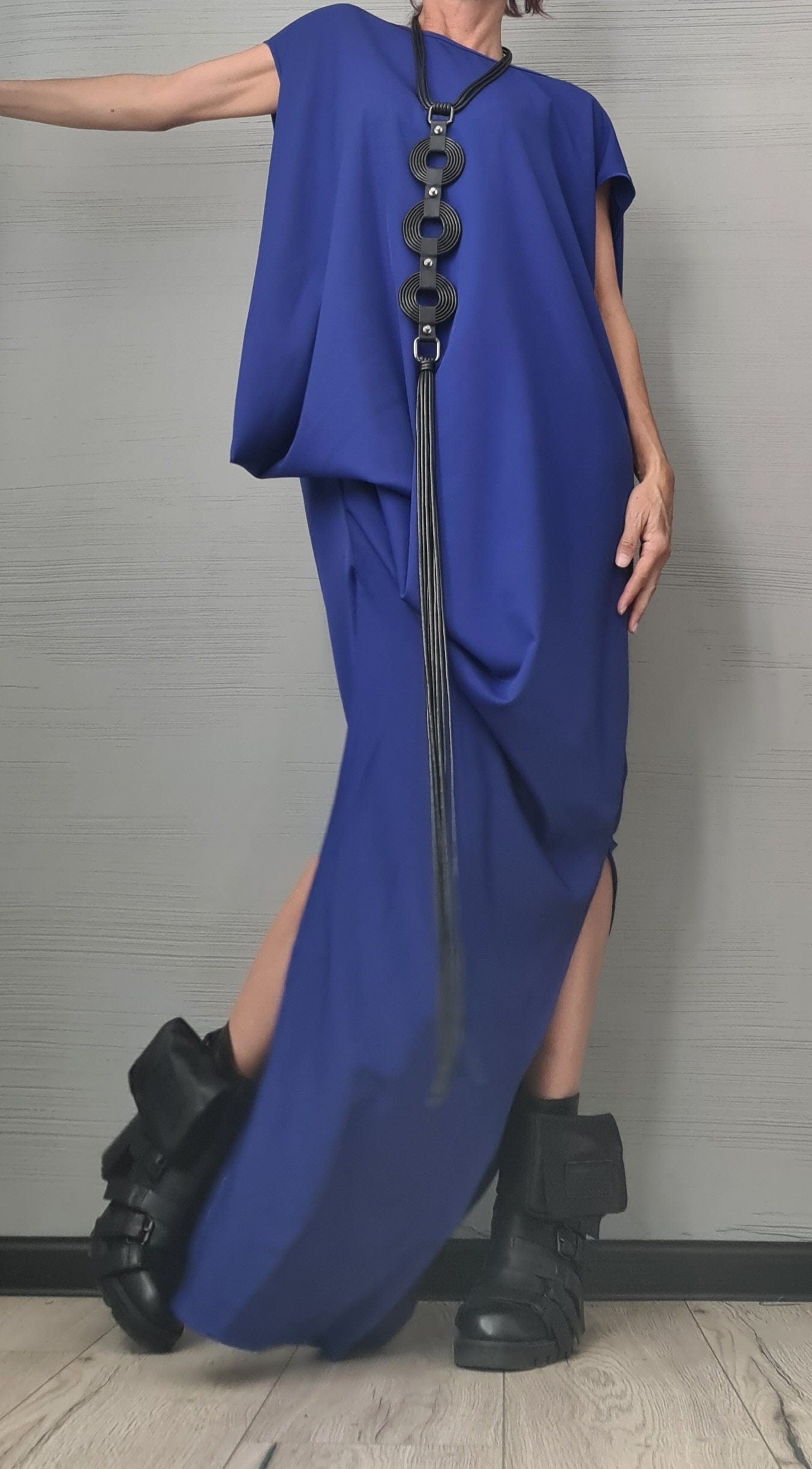 Royal Blue  Extravagant Dress, Maxi Dress, Plus Size Clothing, Oversize Dress, Avant Garde Dress, One Shoulder Dress, Drape Dress, Loose