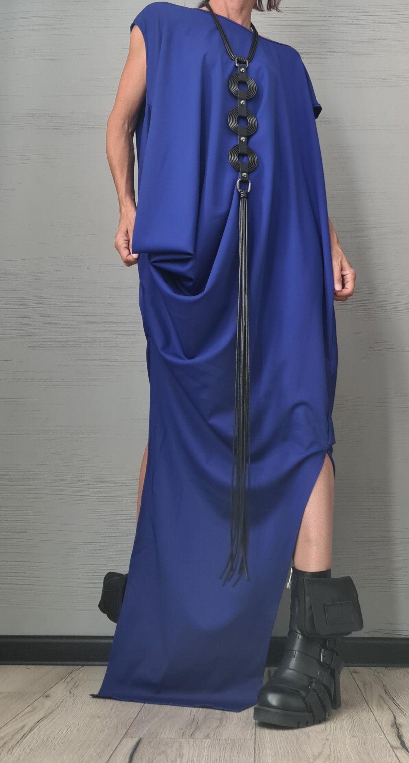 Royal Blue  Extravagant Dress, Maxi Dress, Plus Size Clothing, Oversize Dress, Avant Garde Dress, One Shoulder Dress, Drape Dress, Loose