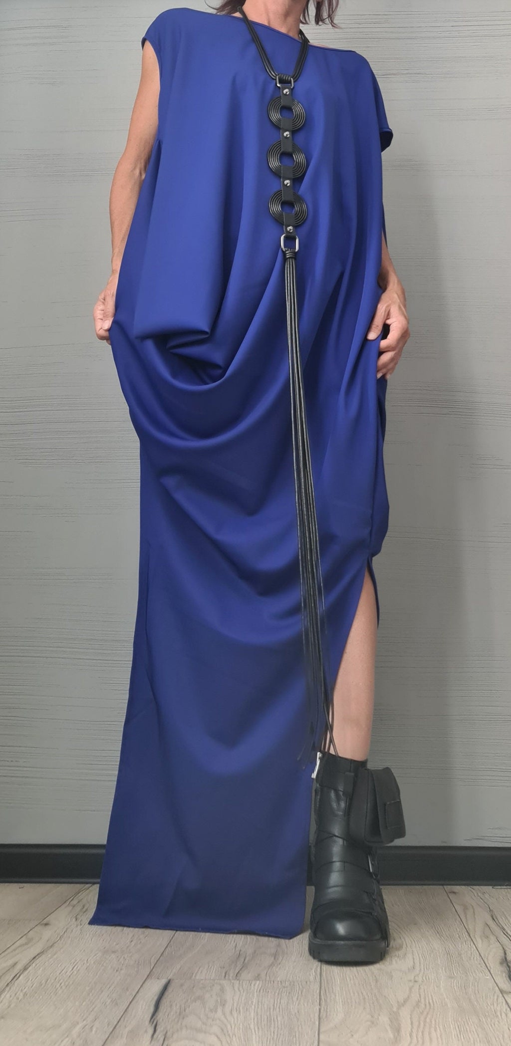 Royal Blue  Extravagant Dress, Maxi Dress, Plus Size Clothing, Oversize Dress, Avant Garde Dress, One Shoulder Dress, Drape Dress, Loose