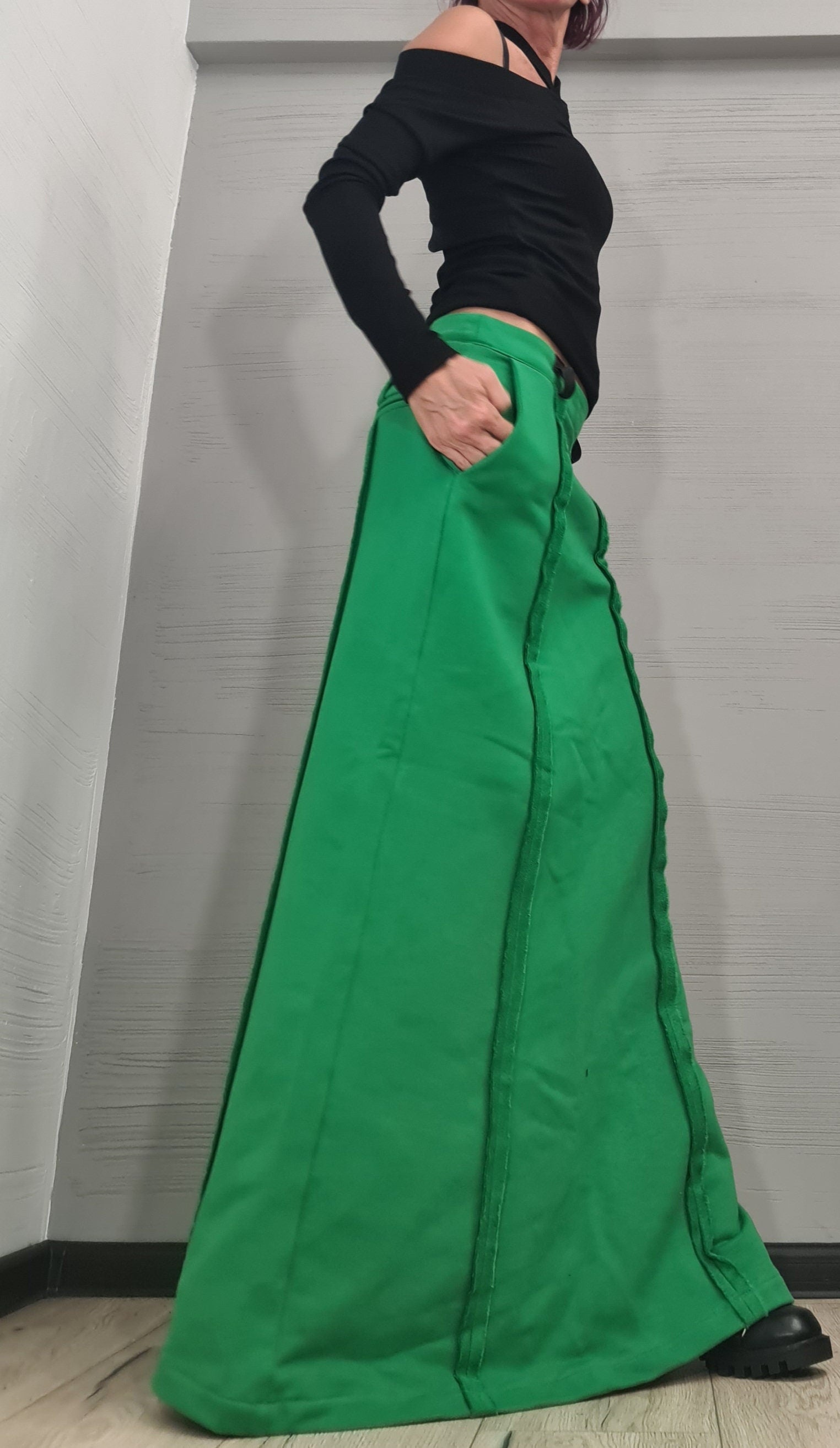 Long Sexy Cotton Skirt, Extravagant Skirt, A Line Skirt, Long Slit Skirt, Gothic Skirt, Asymmetric Skirt, DRESSSHOESCODE