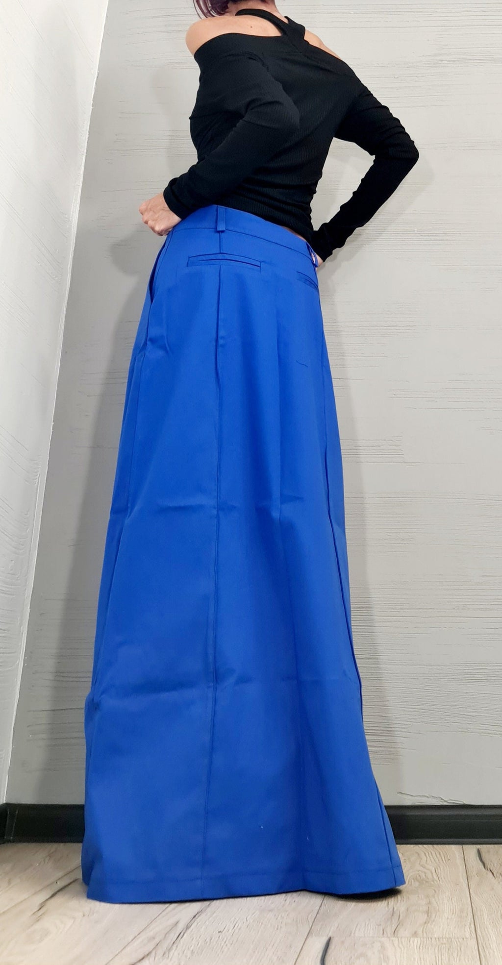 Long Sexy Skirt, Blue Extravagant Skirt, A Line Skirt, Long Slit Skirt, Gothic Skirt, Asymmetric Skirt, DRESSSHOESCODE