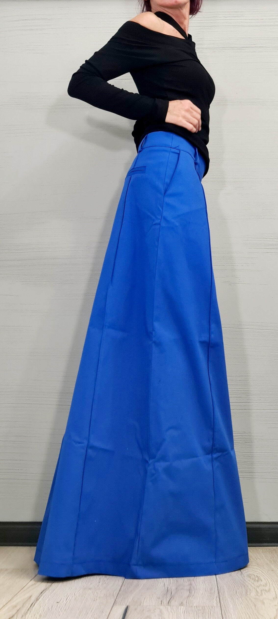 Long Sexy Skirt, Blue Extravagant Skirt, A Line Skirt, Long Slit Skirt, Gothic Skirt, Asymmetric Skirt, DRESSSHOESCODE