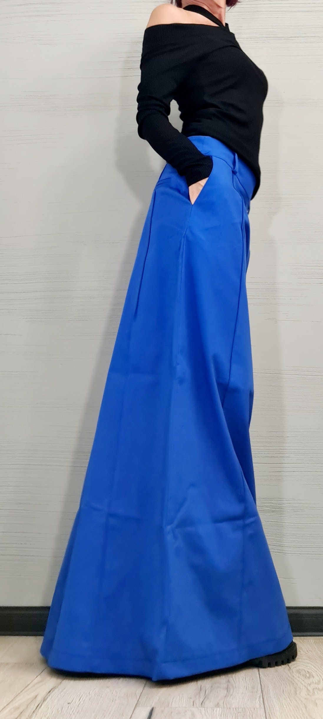 Long Sexy Skirt, Blue Extravagant Skirt, A Line Skirt, Long Slit Skirt, Gothic Skirt, Asymmetric Skirt, DRESSSHOESCODE