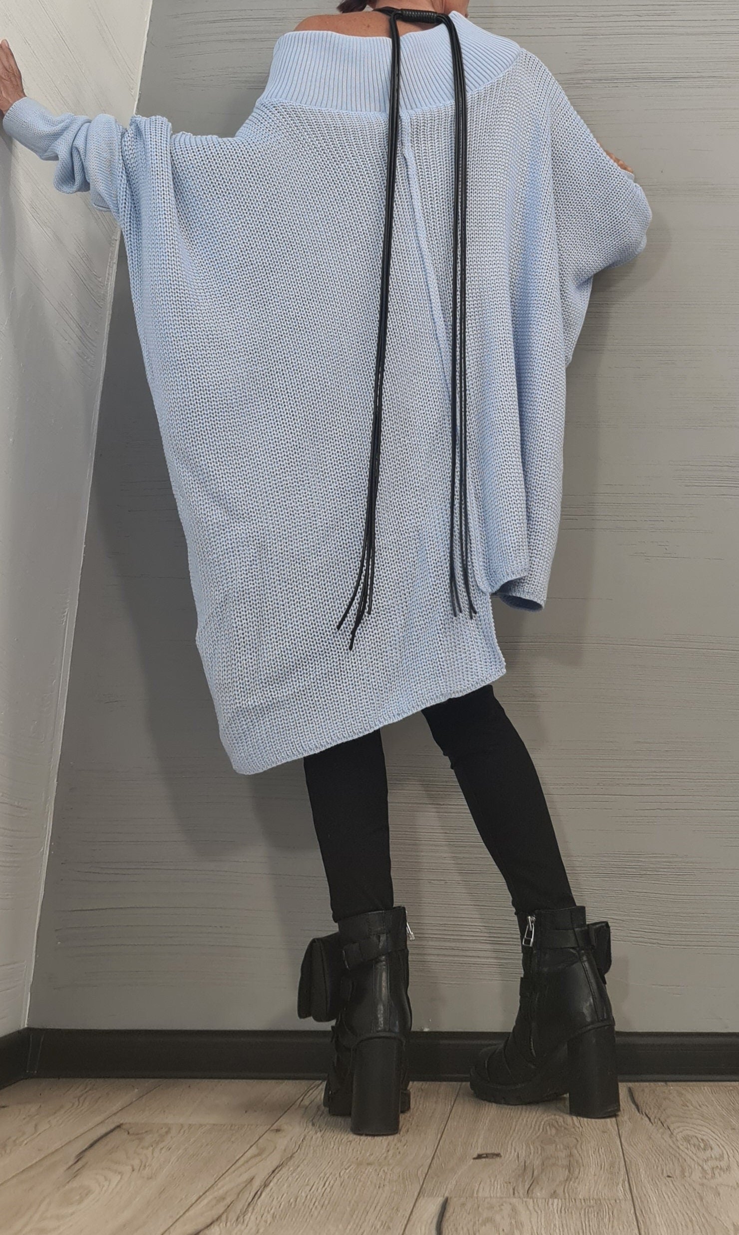 Asymmetrical Tunic, Avant Garde Tunic, Knitted Tunic, Gothic tunic, Loose Long Sleeve Top, Dressshoescode