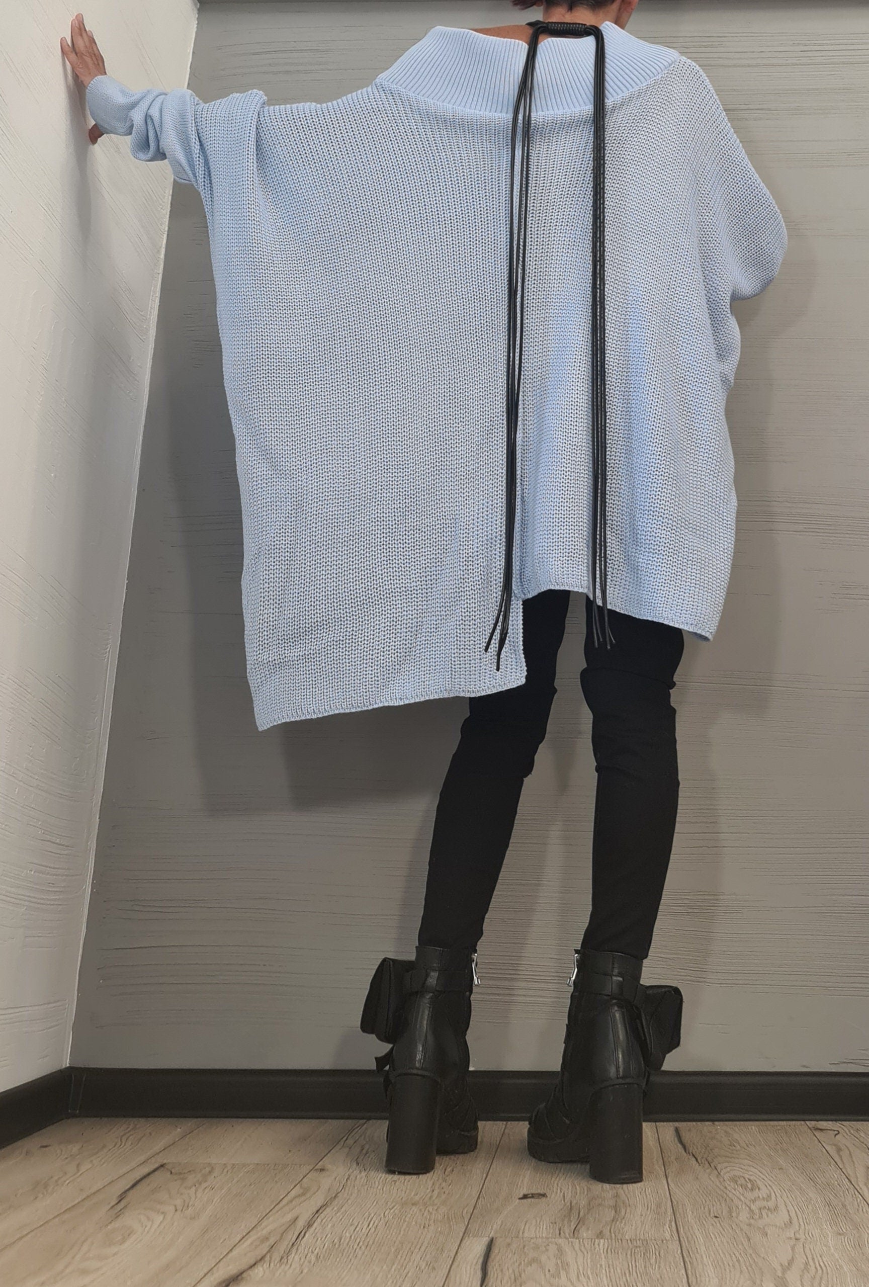 Asymmetrical Tunic, Avant Garde Tunic, Knitted Tunic, Gothic tunic, Loose Long Sleeve Top, Dressshoescode