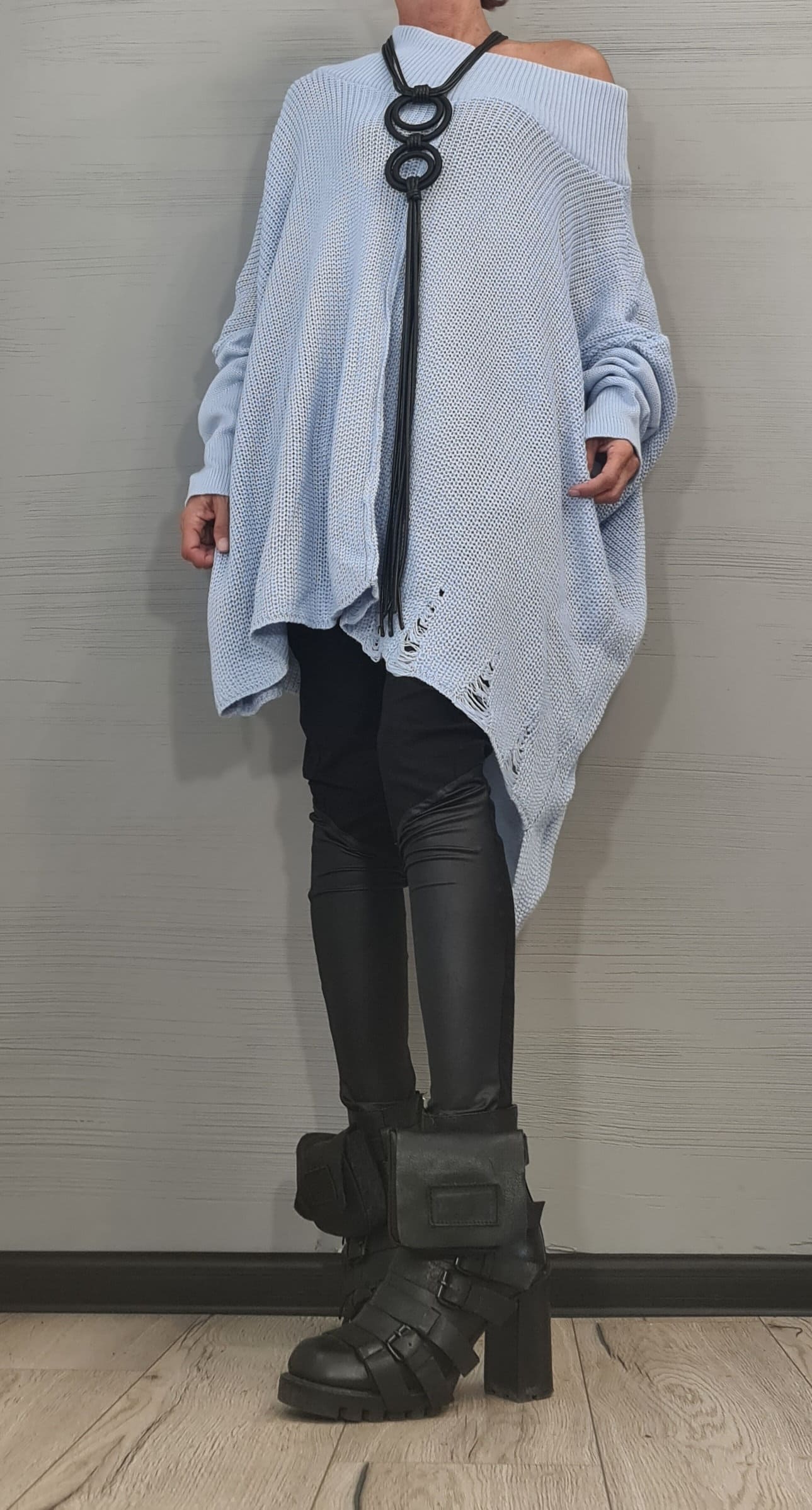 Asymmetrical Tunic, Avant Garde Tunic, Knitted Tunic, Gothic tunic, Loose Long Sleeve Top, Dressshoescode