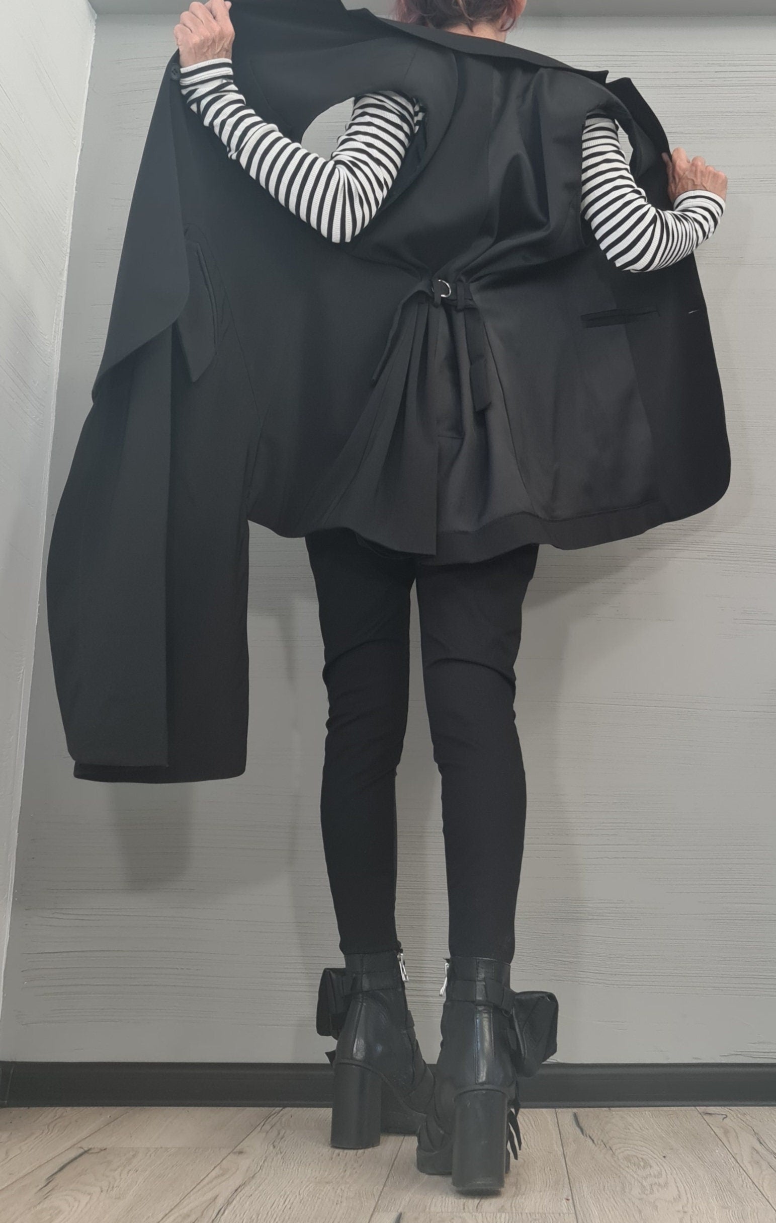 Gothic Vest, Asymmetric Vest, Black Sleeveless Vest, Long Short Vest, Extravagant Vest, Designer Vest