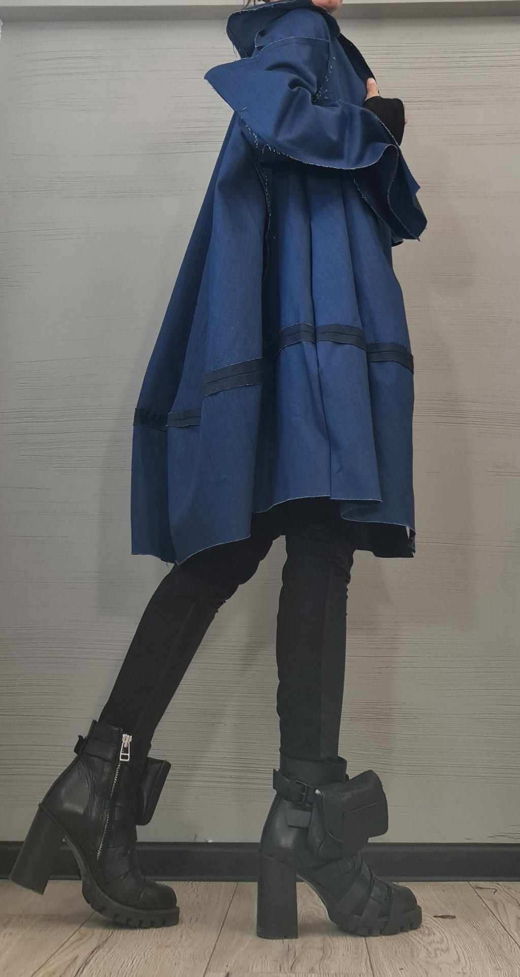 Extravagant Trench coat, Denim Trench coat, Plus Size Clothing, Oversize Trench coat Statement Outerwear