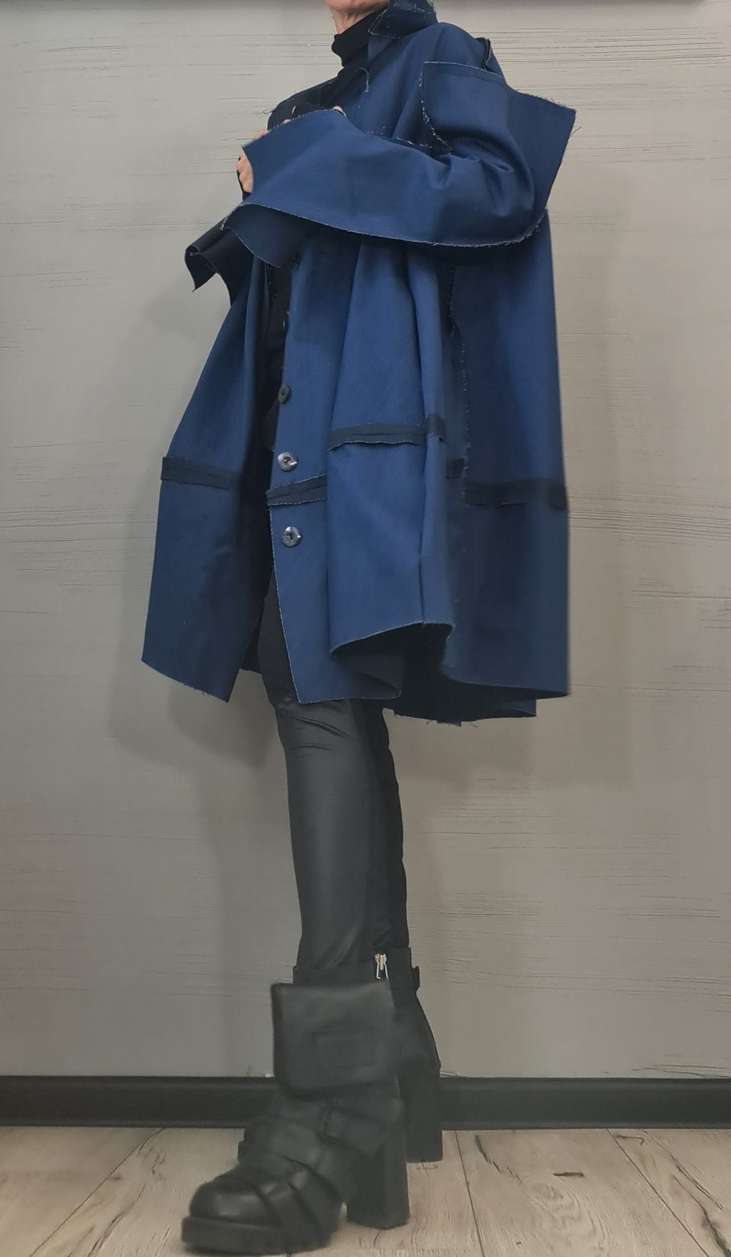 Extravagant Trench coat, Denim Trench coat, Plus Size Clothing, Oversize Trench coat Statement Outerwear