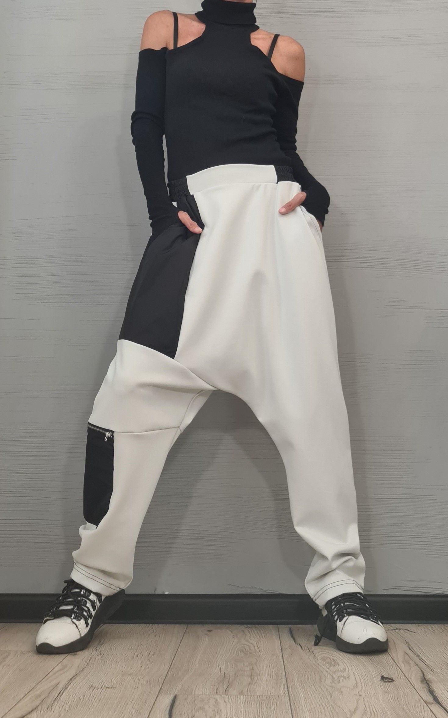 Avant Garde Harem Pants Women, Drop Crotch Pants, Extravagant Cotton Pants, Casual Pants, Punk Pants, Loose Pants