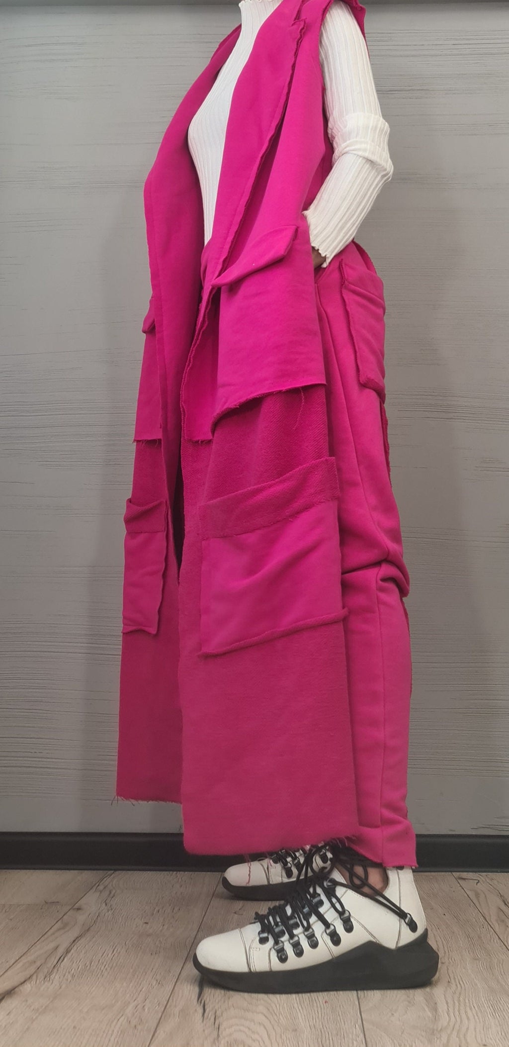 Outwear Women Set, Harem Pants, Vest Long Short, Extravagant Cotton Set, Extravagant Vest, Harem pant, Asymmetrical Set