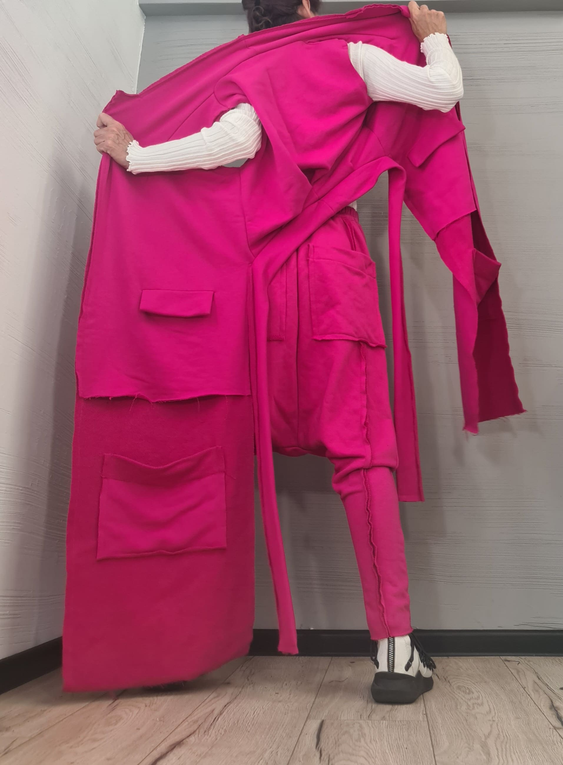 Outwear Women Set, Harem Pants, Vest Long Short, Extravagant Cotton Set, Extravagant Vest, Harem pant, Asymmetrical Set