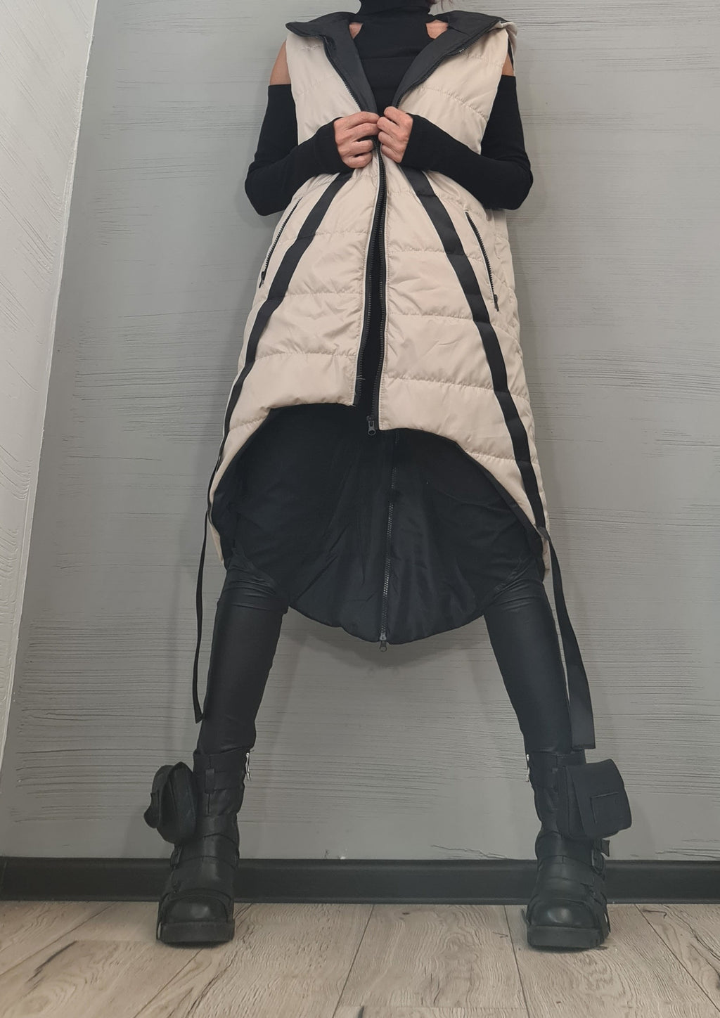 Winter Women Jacket Vest, Plus Size Clothing, Oversize Jacket, Extravagant Hooded Jacket, Avant Garde Clothing, Gothic Vest