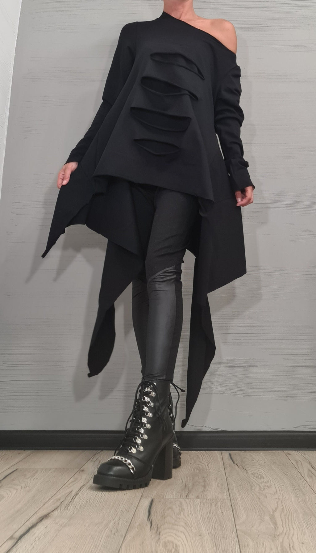 Avant Garde Light blue Tunic, Deconstructed Top, Loose Tunic, Asymmetric Blouse, Oversize Tunic, Long Sleeve