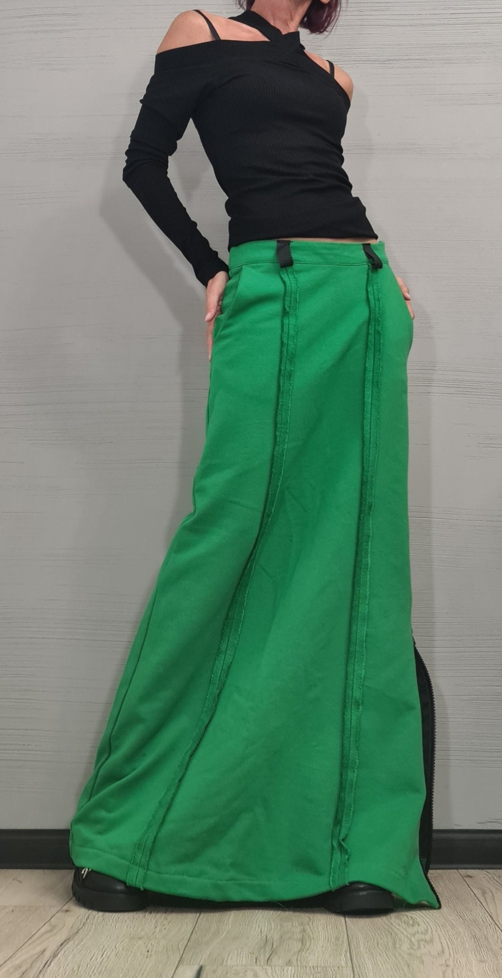 Long Sexy Cotton Skirt, Extravagant Skirt, A Line Skirt, Long Slit Skirt, Gothic Skirt, Asymmetric Skirt, DRESSSHOESCODE