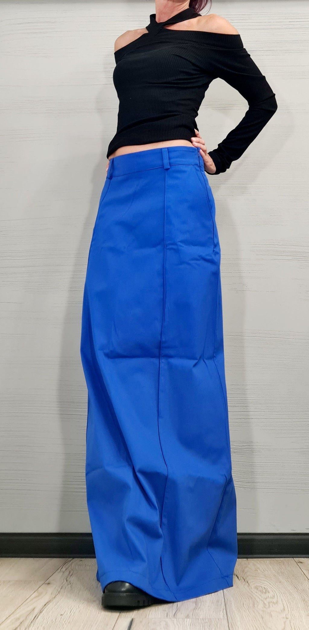 Long Sexy Skirt, Blue Extravagant Skirt, A Line Skirt, Long Slit Skirt, Gothic Skirt, Asymmetric Skirt, DRESSSHOESCODE