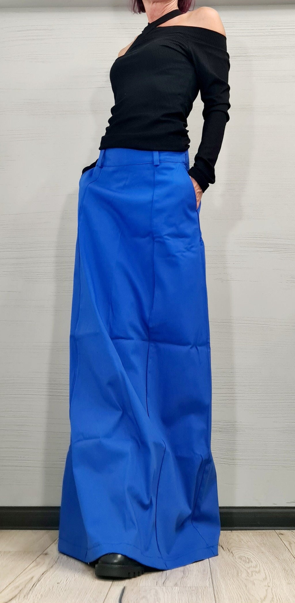 Long Sexy Skirt, Blue Extravagant Skirt, A Line Skirt, Long Slit Skirt, Gothic Skirt, Asymmetric Skirt, DRESSSHOESCODE
