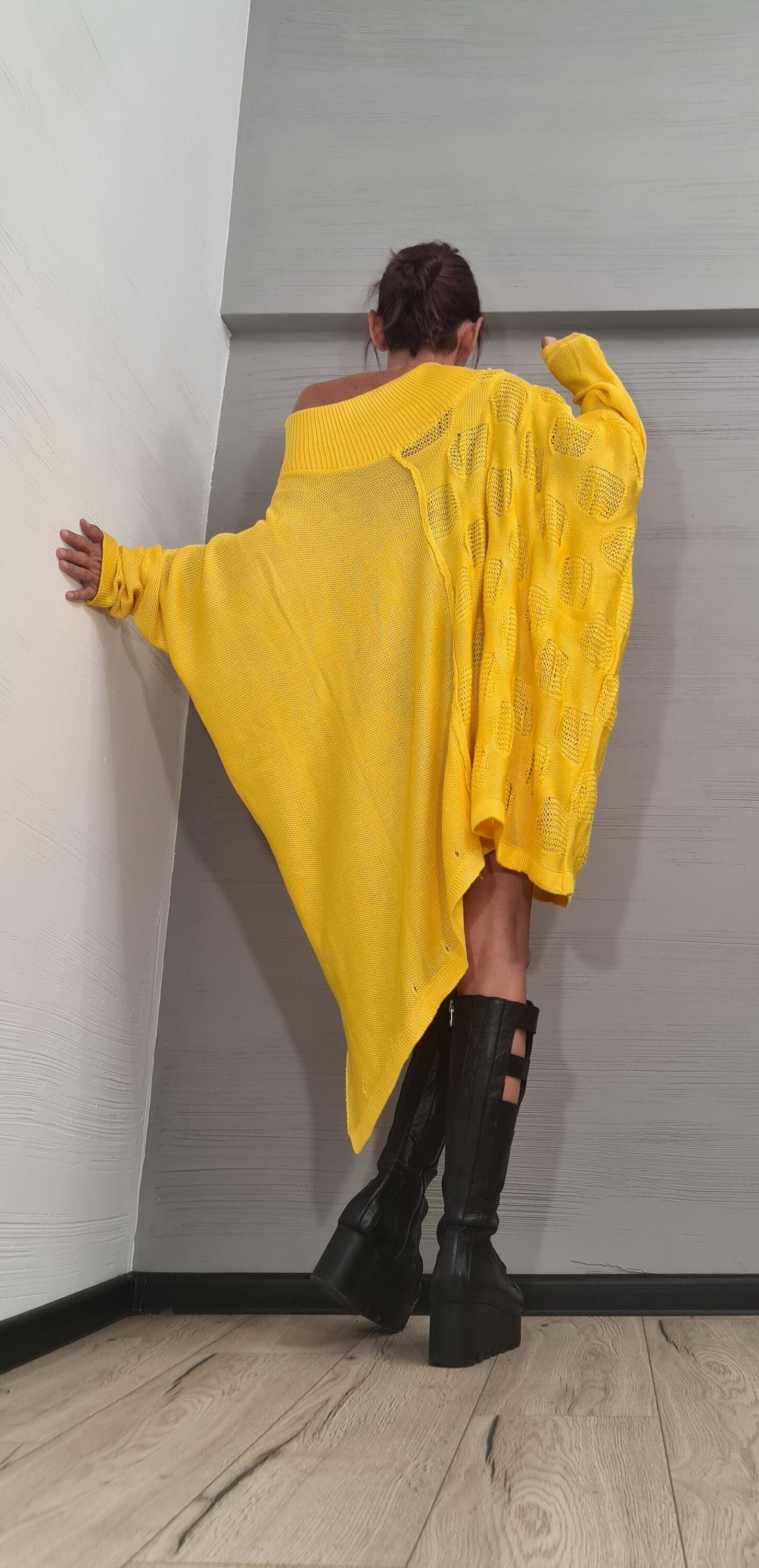 Asymmetrical Tunic, Avant Garde Tunic, Knitted Tunic Dress, Deconstructed Top, Gothic tunic, Loose Long Sleeve Top,New collection