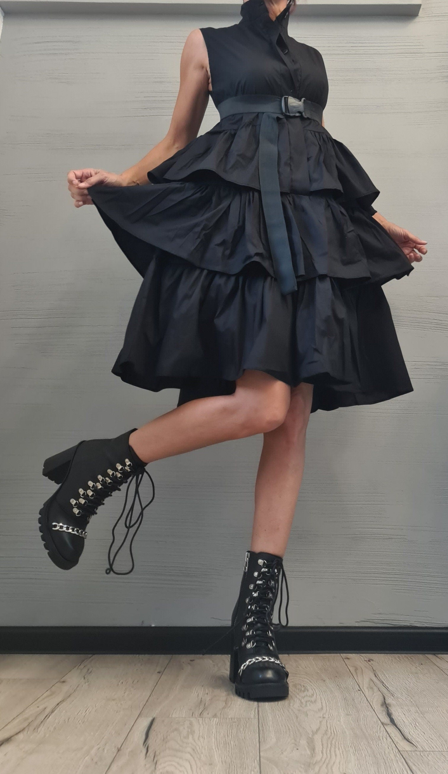 Extravagant Dress, Loose Shirt Tunic Dress, Gothic tunic, Party dress women, Flounce Dress, Plus Size Women Dress, Maxi Cotton Dress