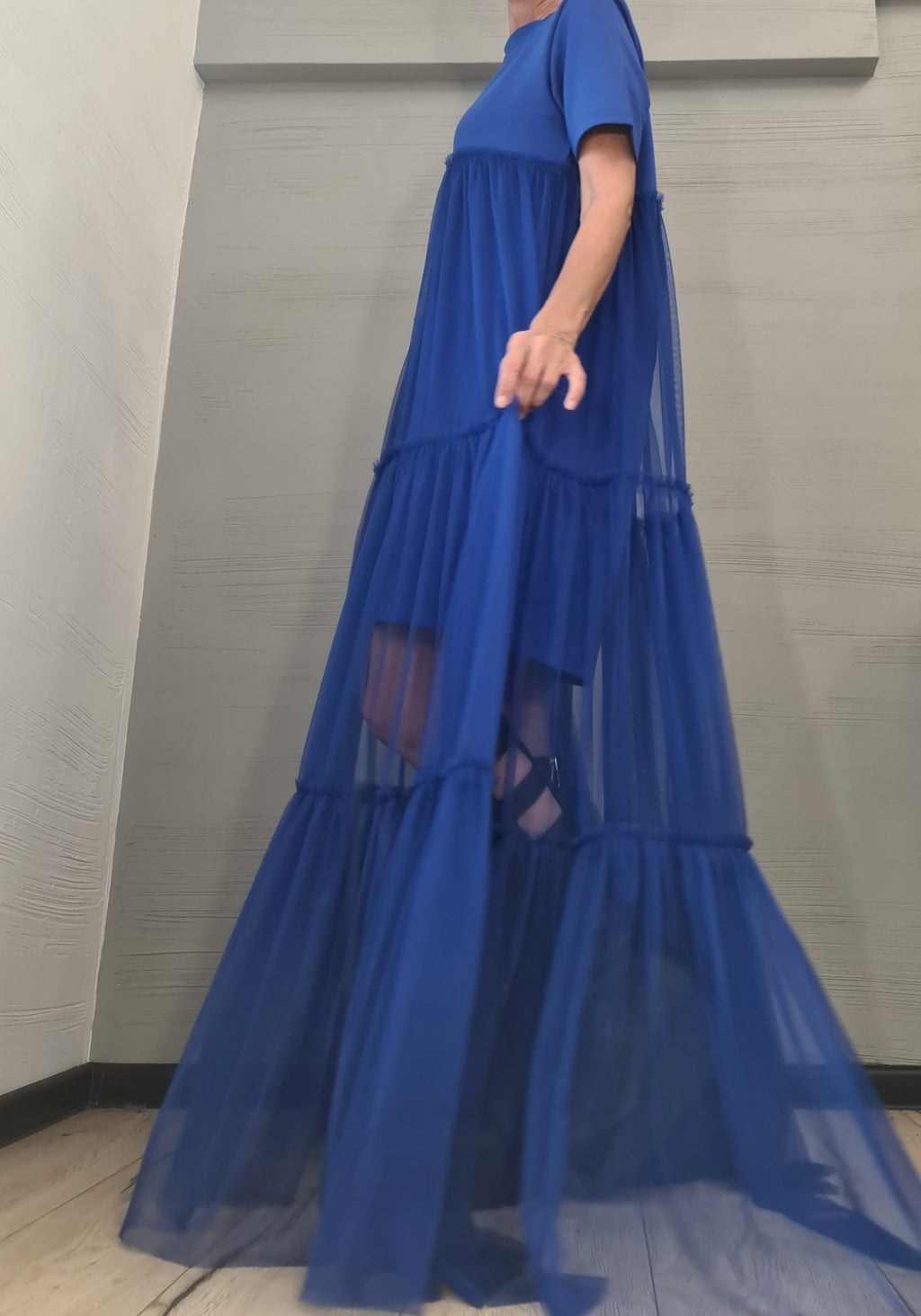 New collection Royal blue Extravagant Dress, Asymmetric Dress, Plus Size Clothing, Maxi Dress, Cocktail Dress, Party Tull Dress, Sexy Dress