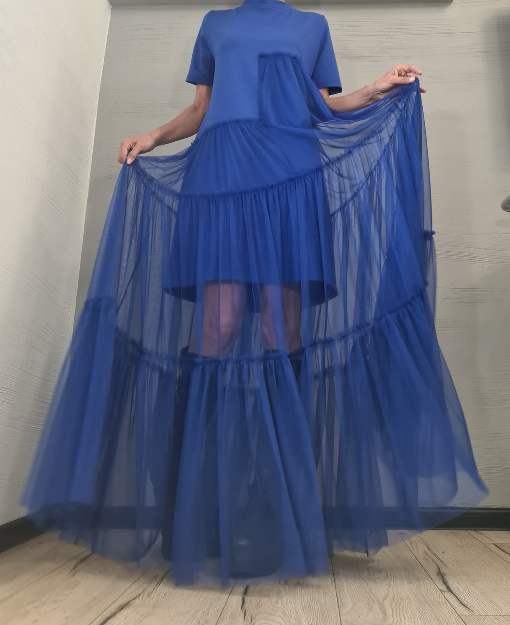 New collection Royal blue Extravagant Dress, Asymmetric Dress, Plus Size Clothing, Maxi Dress, Cocktail Dress, Party Tull Dress, Sexy Dress