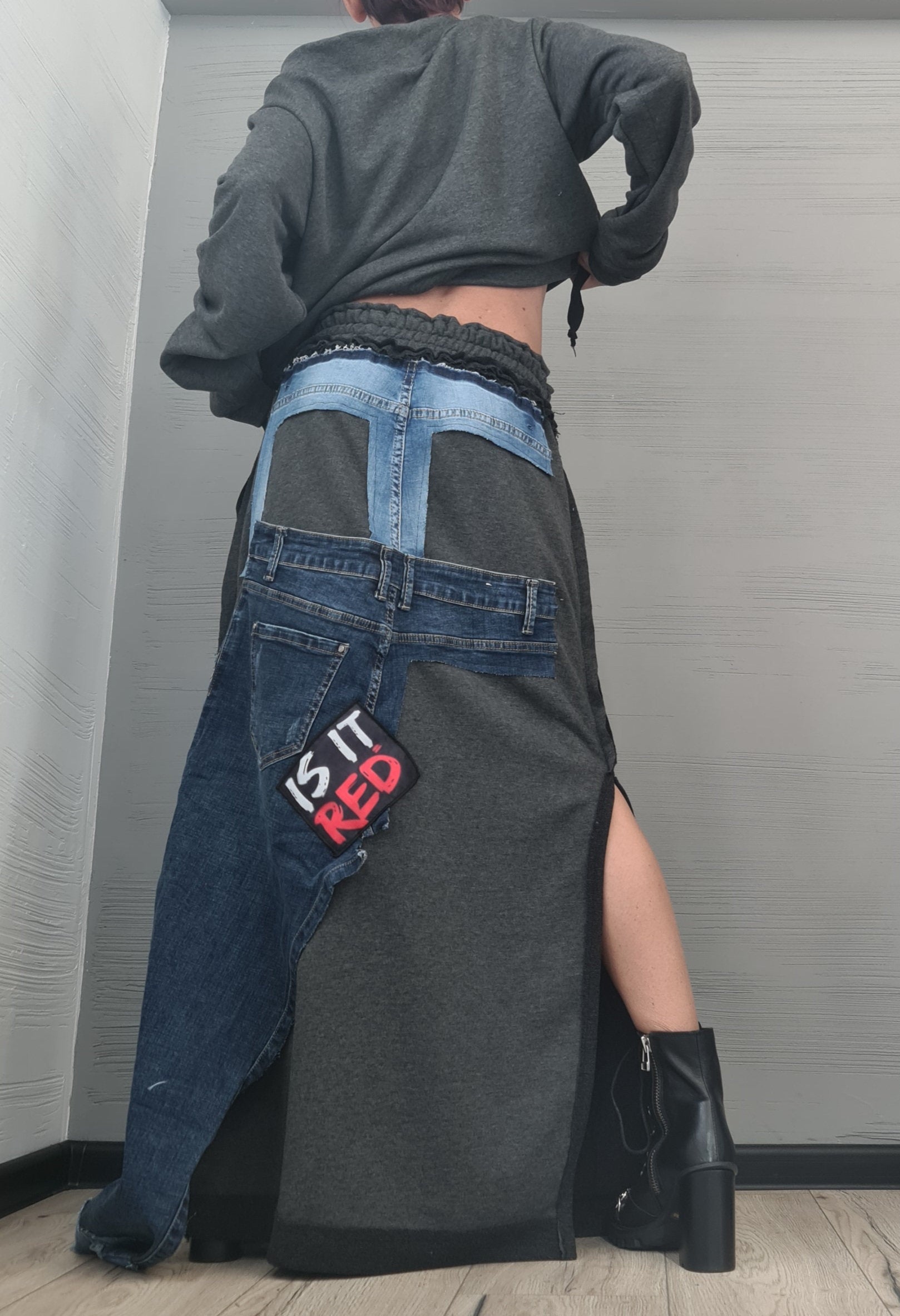 New collection Blouse And Skirt Set, Cotton Denim Women Costume, Extravagant Skirt, Sexy Women Suit, Deconstructed suit, Asymmetric suit