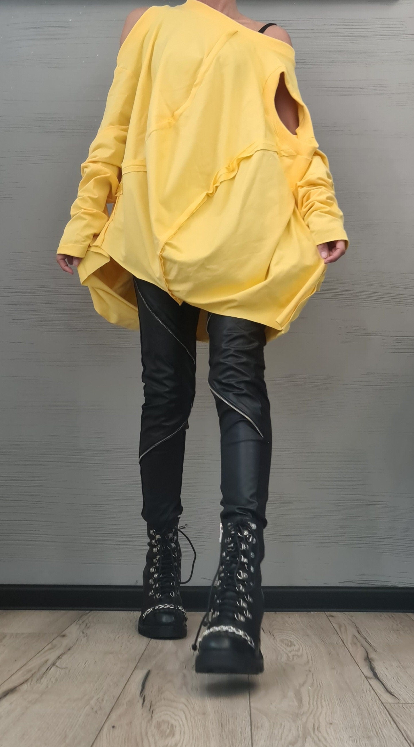 Asymmetrical tunic, Avant Garde Tunic, Loose Tunic, Deconstructed Top, Gothic tunic, Oversize Tunic, Long Short Sleeve Top