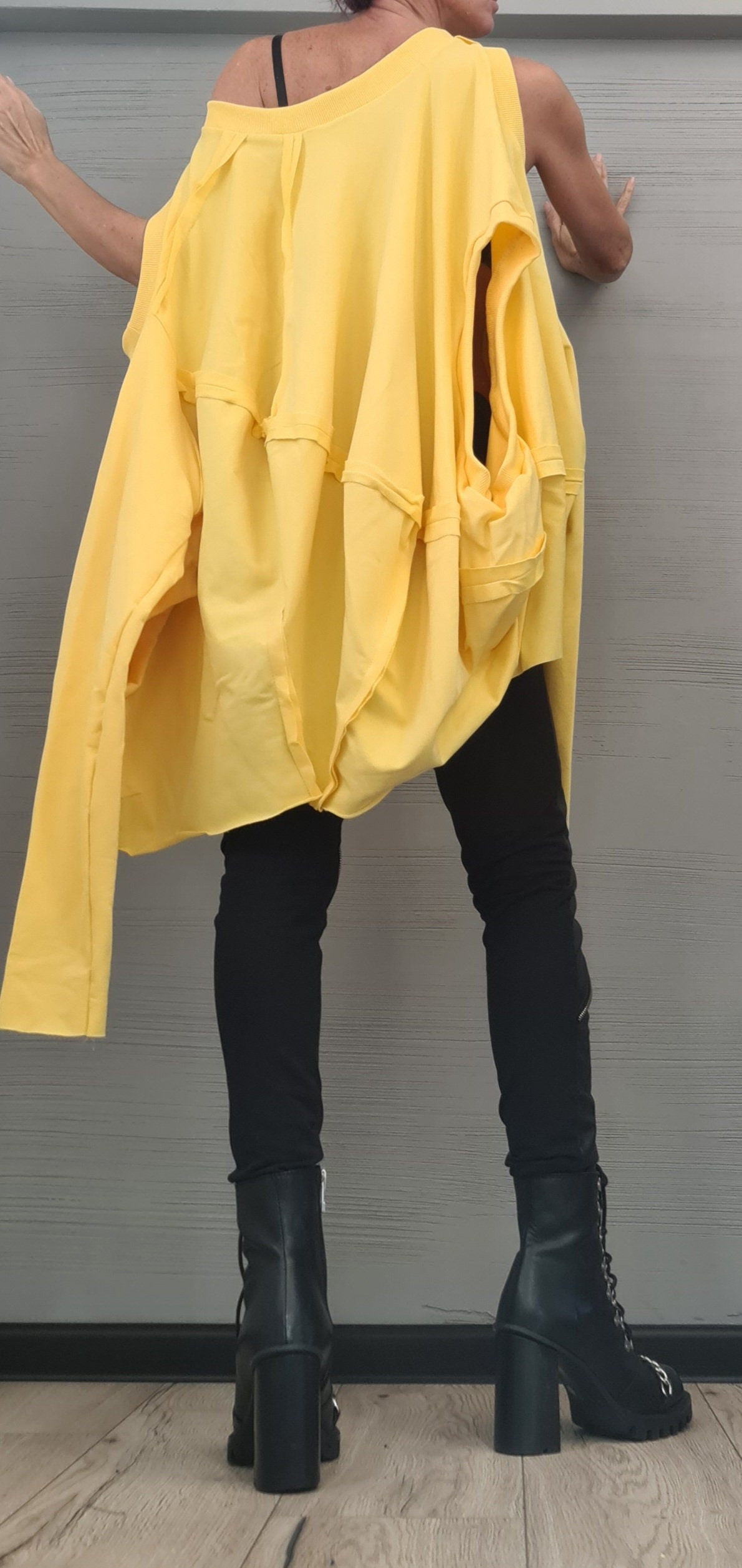 Asymmetrical tunic, Avant Garde Tunic, Loose Tunic, Deconstructed Top, Gothic tunic,  Long Short Sleeve Top DRESSSHOESCODE