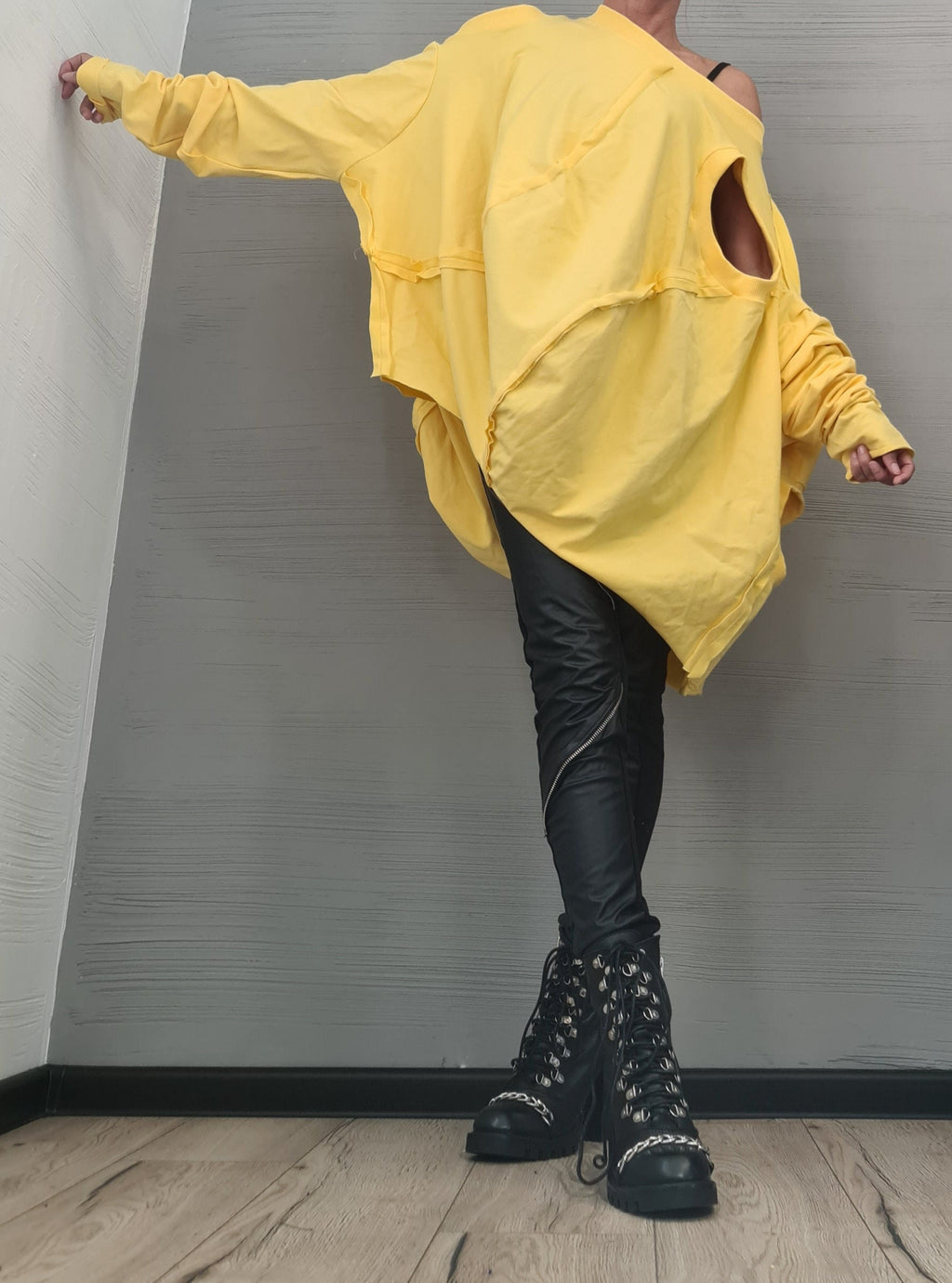 Asymmetrical tunic, Avant Garde Tunic, Loose Tunic, Deconstructed Top, Gothic tunic,  Long Short Sleeve Top DRESSSHOESCODE