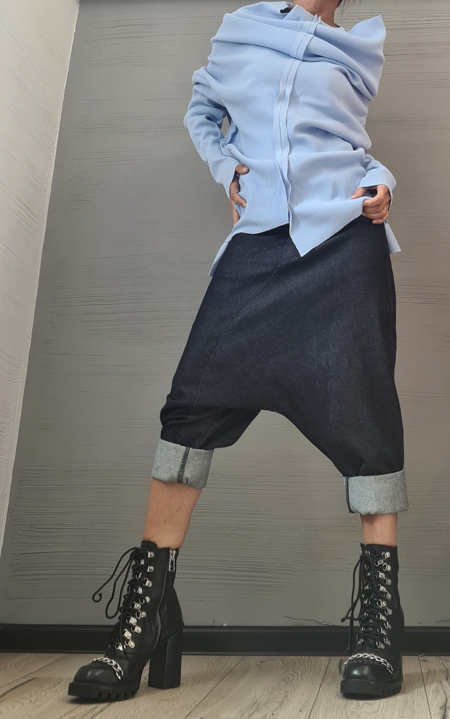 NEW Collection Asymmetric Sexy Fitted Top Blouse, Extravagant Blouse, Avant Garde Blouse, Sexy Top, Outside Seam