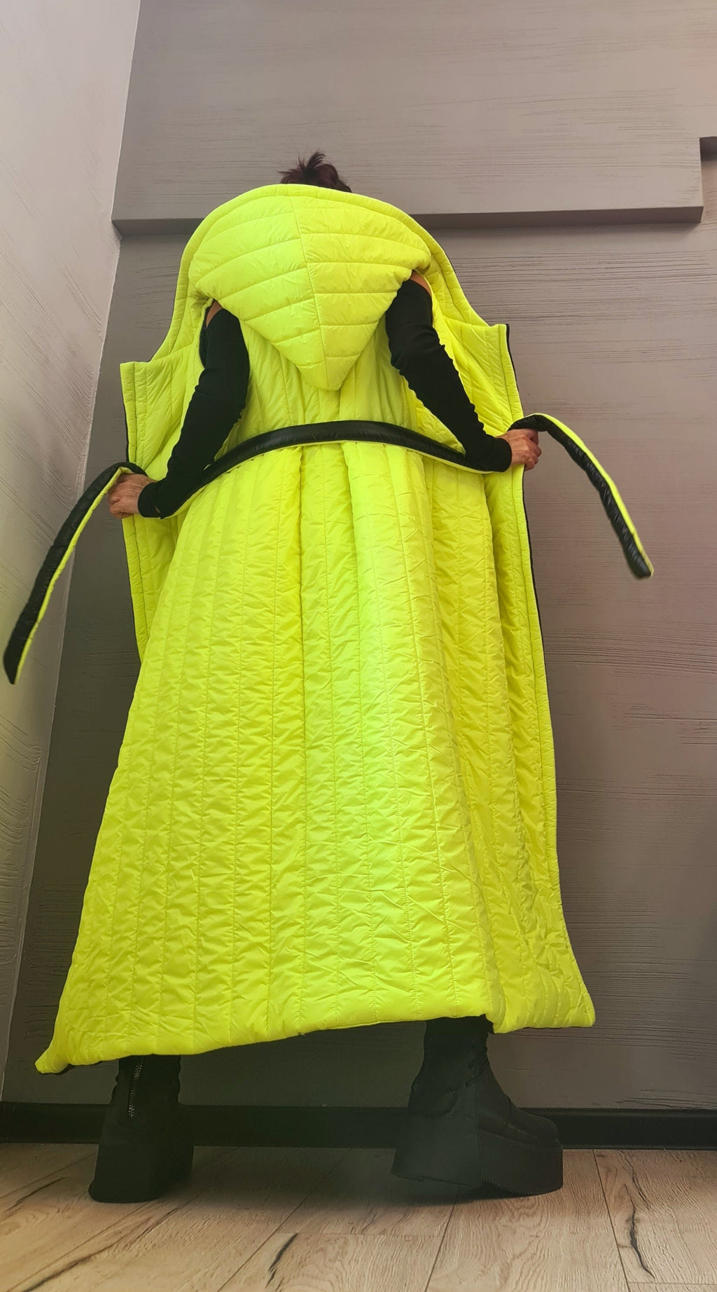 Winter Women Jacket Vest, Jacket two faces, Oversize Jacket, Extravagant Hooded Jacket, Avant Garde Clothing, Sleeveless jacket