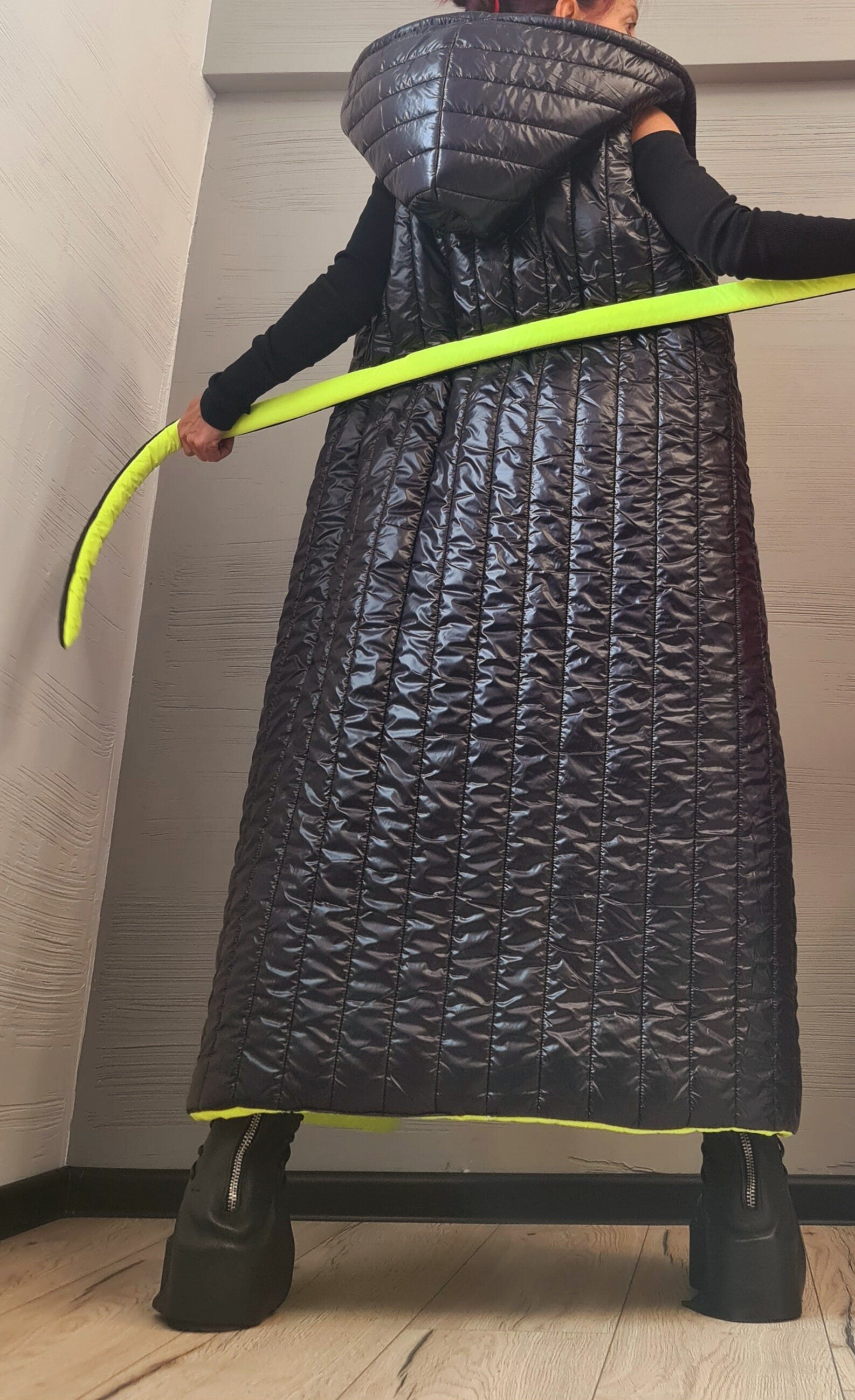 Winter Women Jacket Vest, Jacket two faces, Oversize Jacket, Extravagant Hooded Jacket, Avant Garde Clothing, Sleeveless jacket