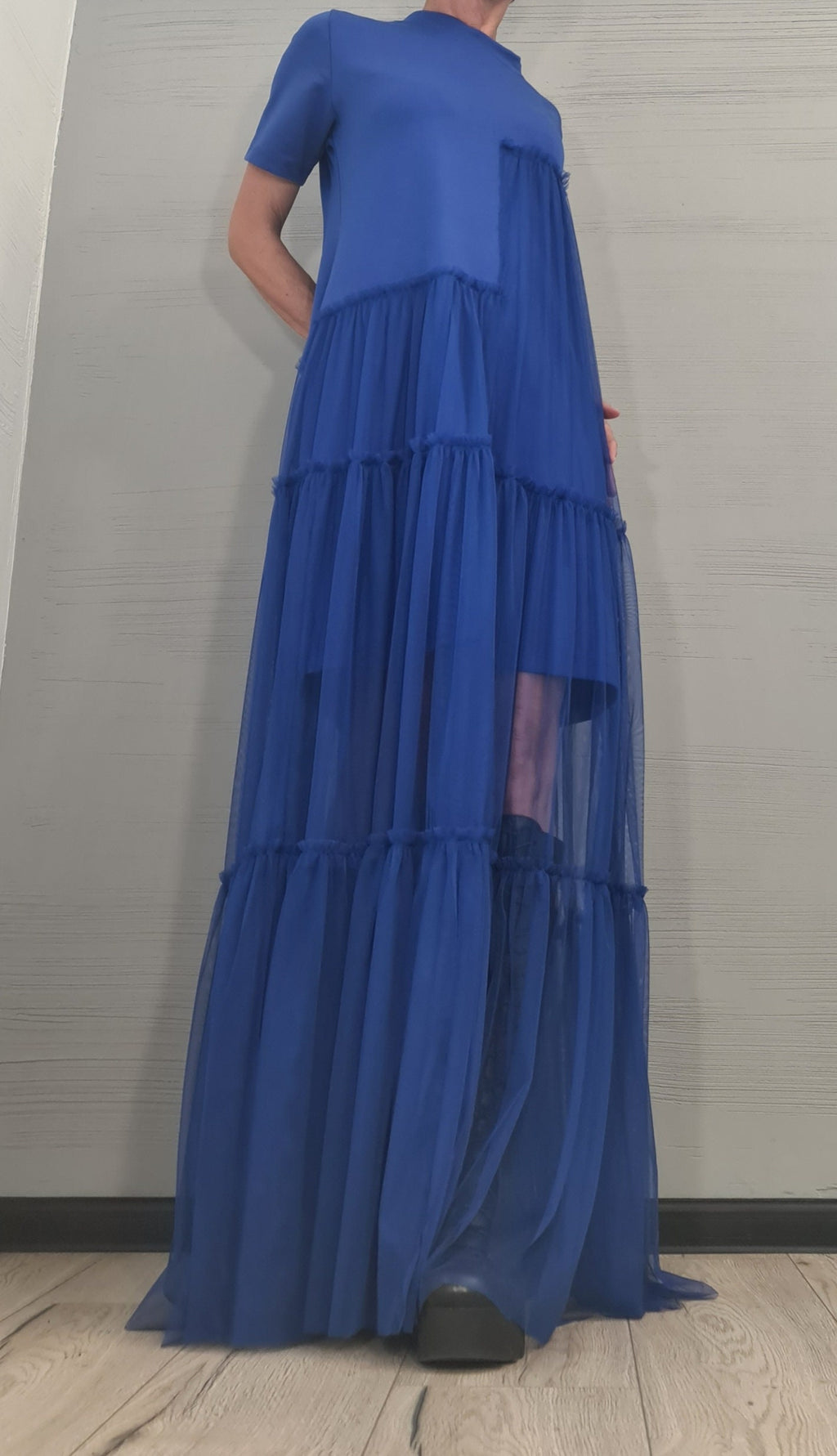 New collection Royal blue Extravagant Dress, Asymmetric Dress, Plus Size Clothing, Maxi Dress, Cocktail Dress, Party Tull Dress, Sexy Dress
