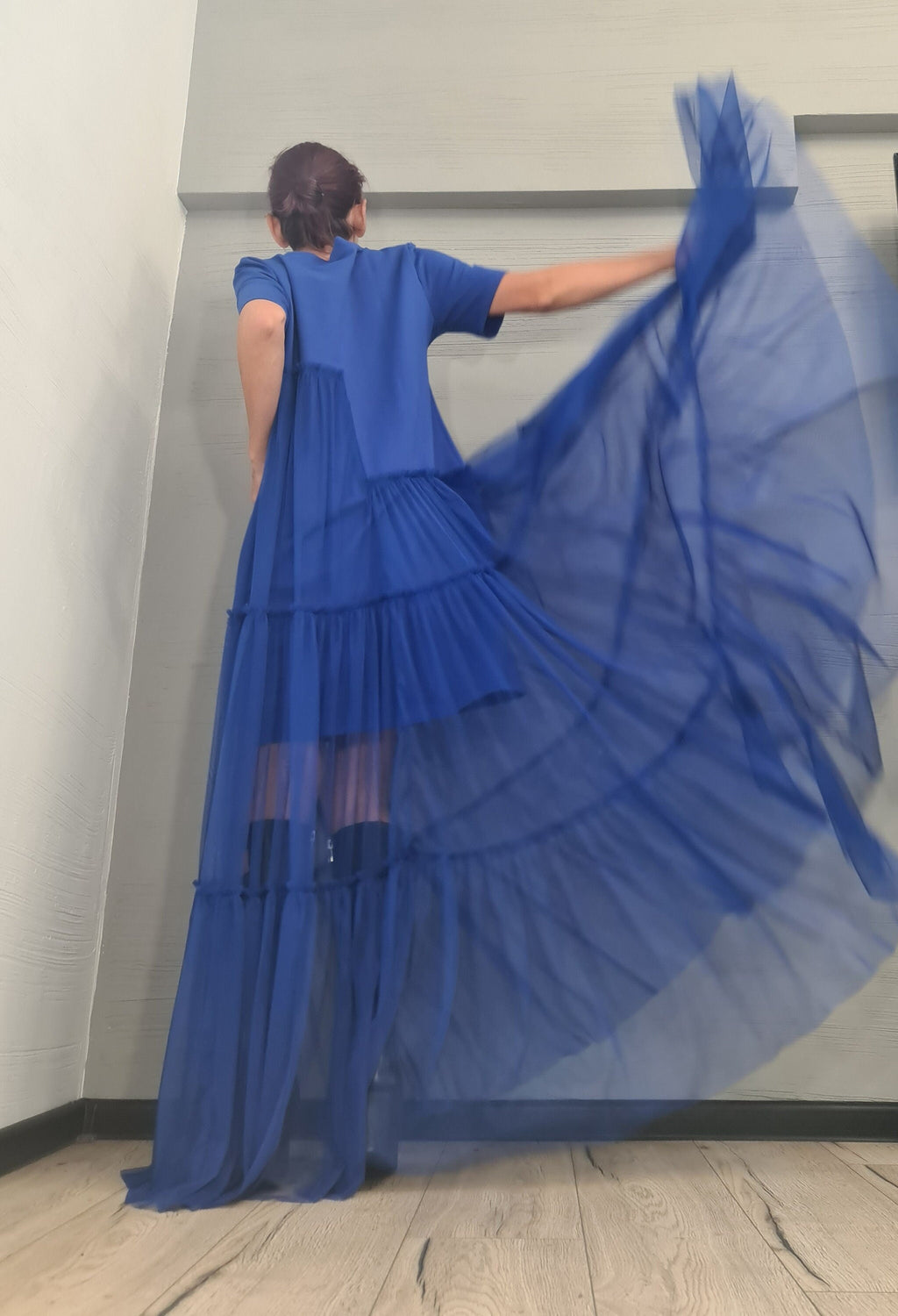 New collection Royal blue Extravagant Dress, Asymmetric Dress, Plus Size Clothing, Maxi Dress, Cocktail Dress, Party Tull Dress, Sexy Dress