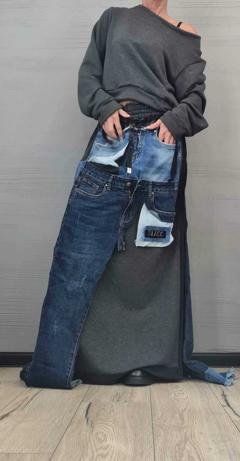 New collection Blouse And Skirt Set, Cotton Denim Women Costume, Extravagant Skirt, Sexy Women Suit, Deconstructed suit, Asymmetric suit