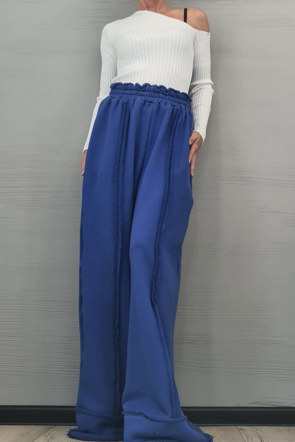 Royal Blue Pants, High Waisted Cotton Pants Wide Leg Pants, Avant Garde Loose Pants, Harem Pants Women, Extravagant Cotton Pants