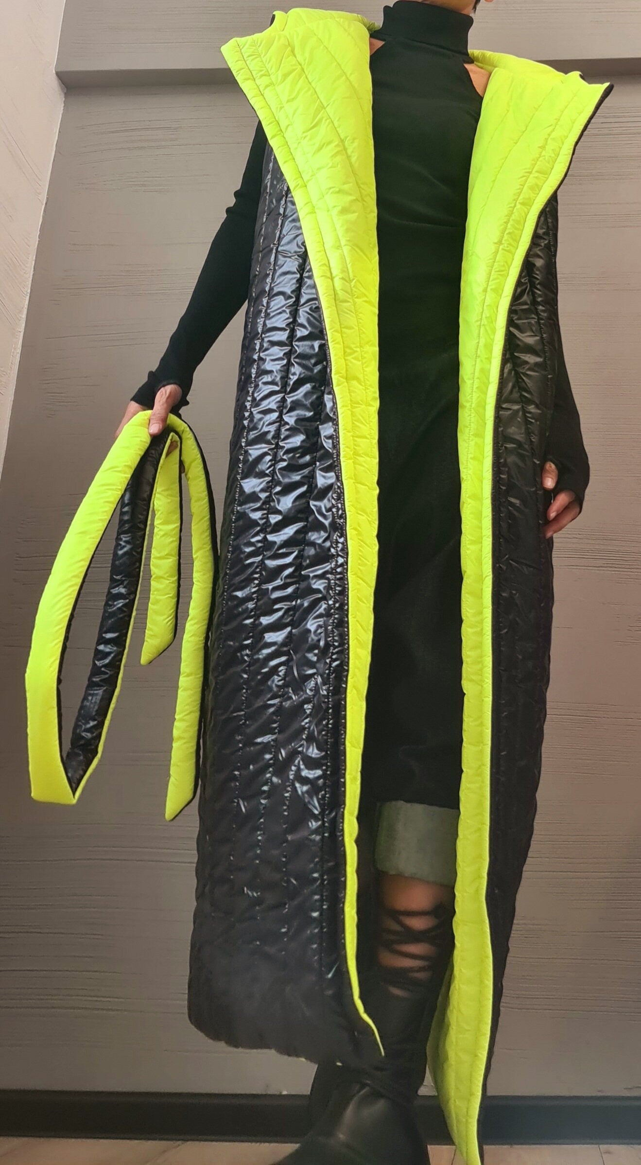 Winter Women Jacket Vest, Jacket two faces, Oversize Jacket, Extravagant Hooded Jacket, Avant Garde Clothing, Sleeveless jacket