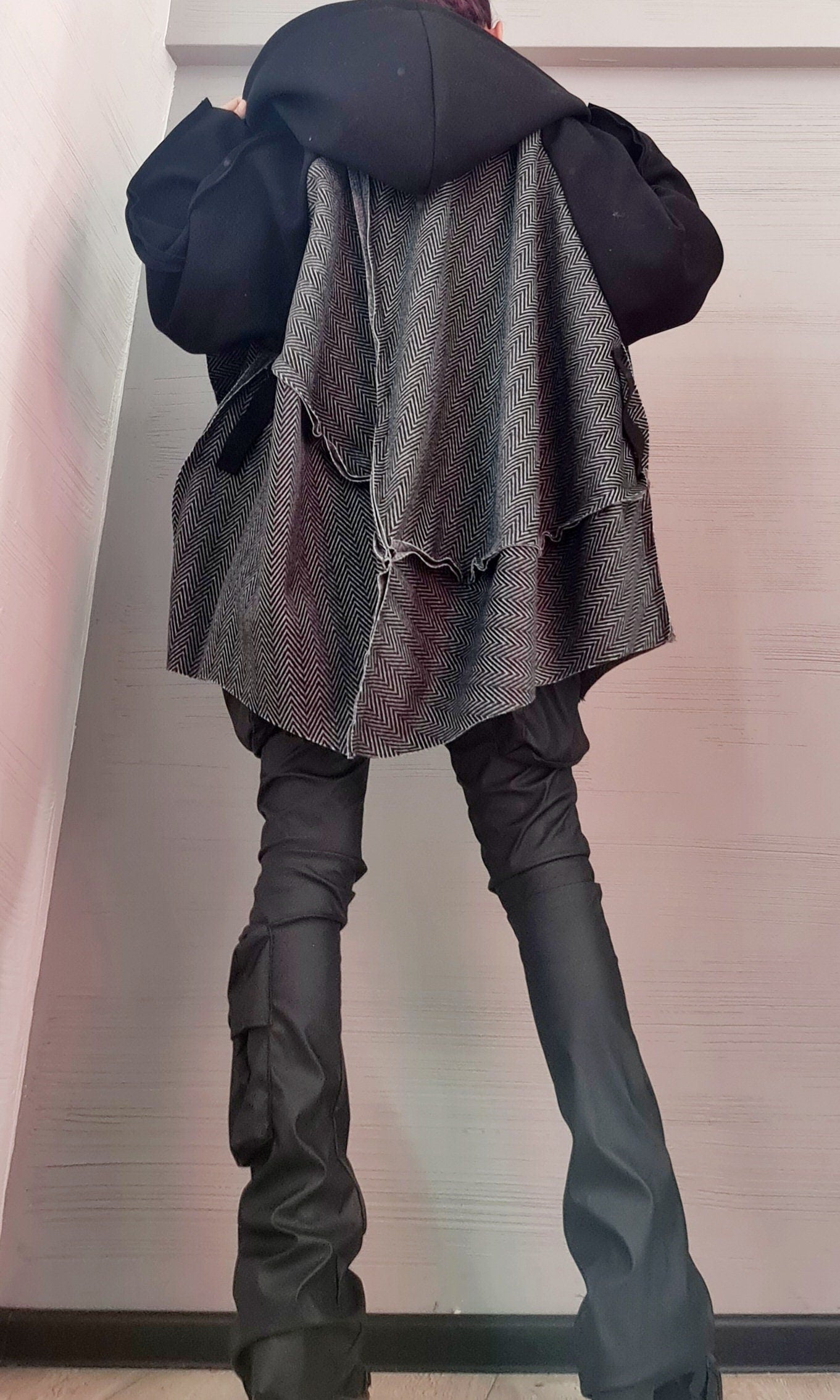 Extravagant Deconstructed Coat, Winter Coat, Plus Size Clothing, Oversize Coat,  Wool Clothing