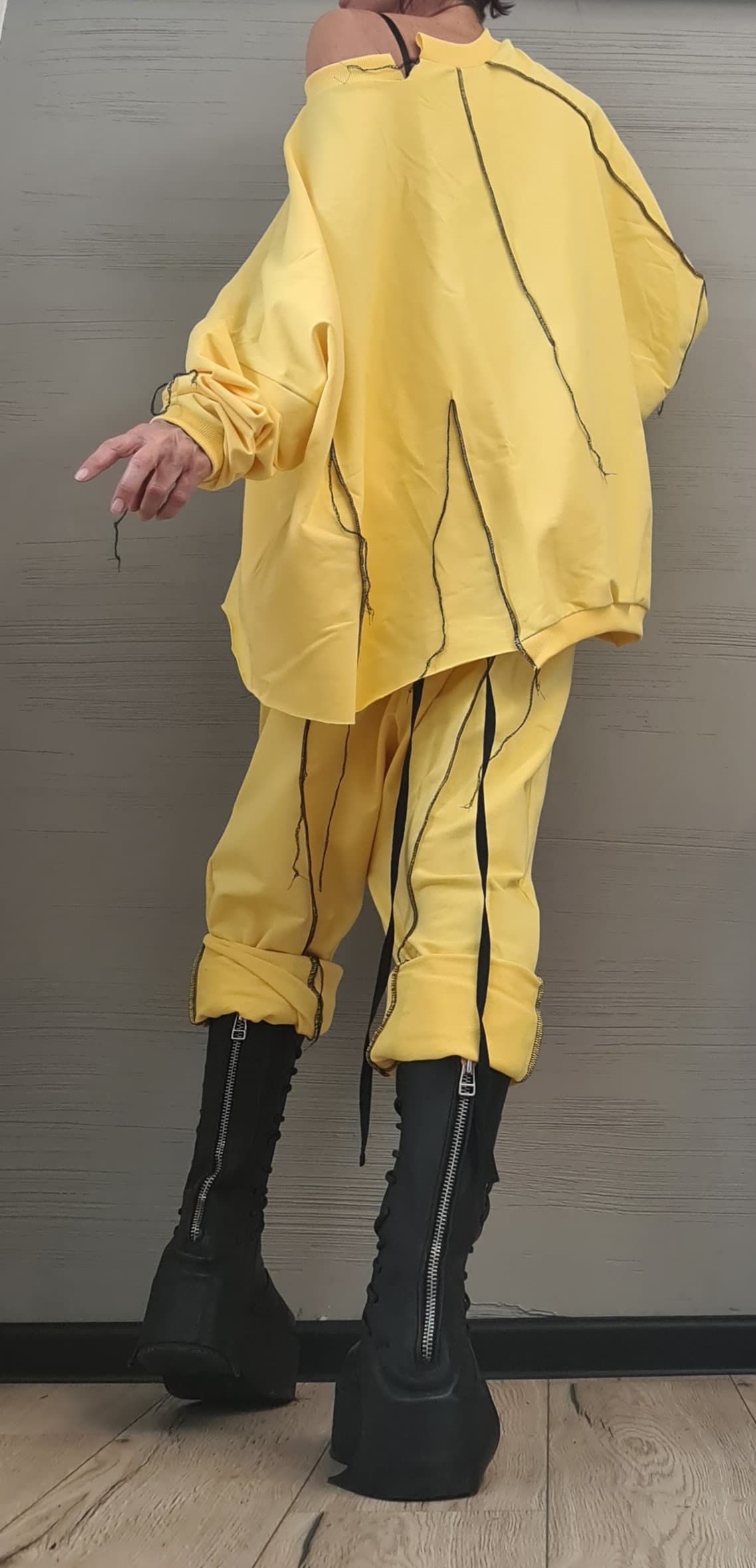 New collection Extravagant Women Cotton Set, Harem Pants, Loose Set, Asymmetrical Set