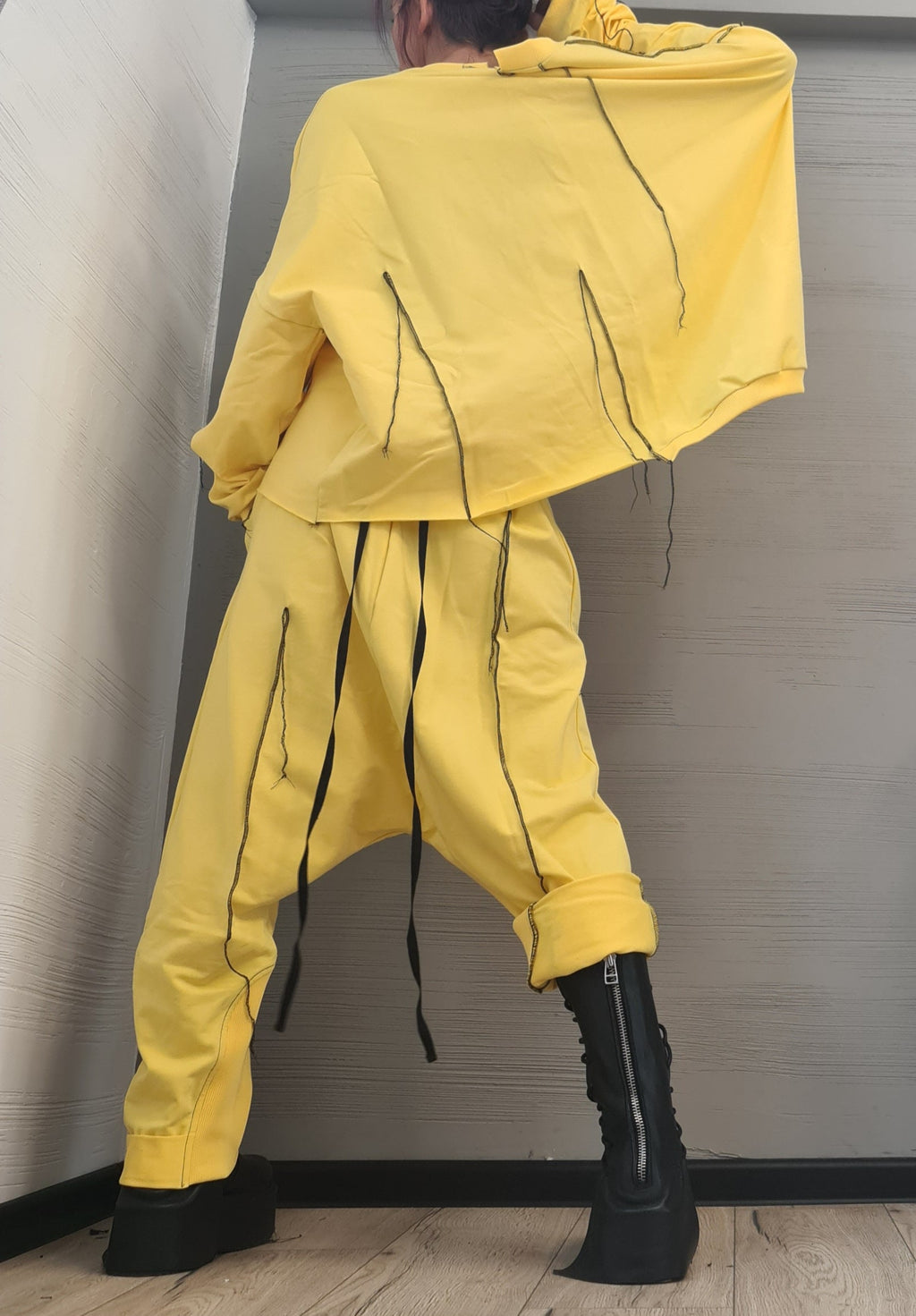 New collection Extravagant Purple Women Cotton Set, Harem Pants, Loose Set, Asymmetrical Set