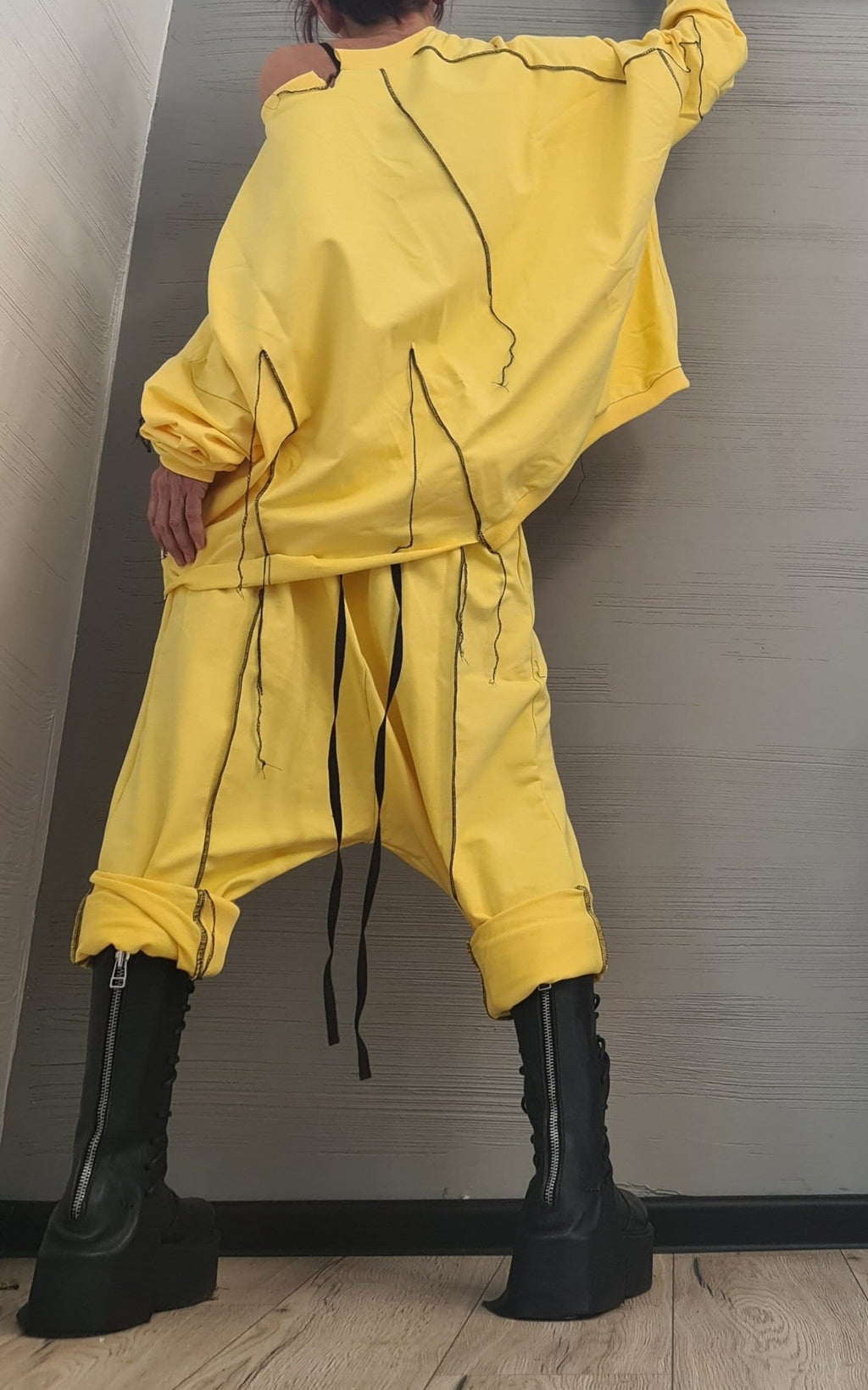 New collection Extravagant Women Cotton Set, Harem Pants, Loose Set, Asymmetrical Set