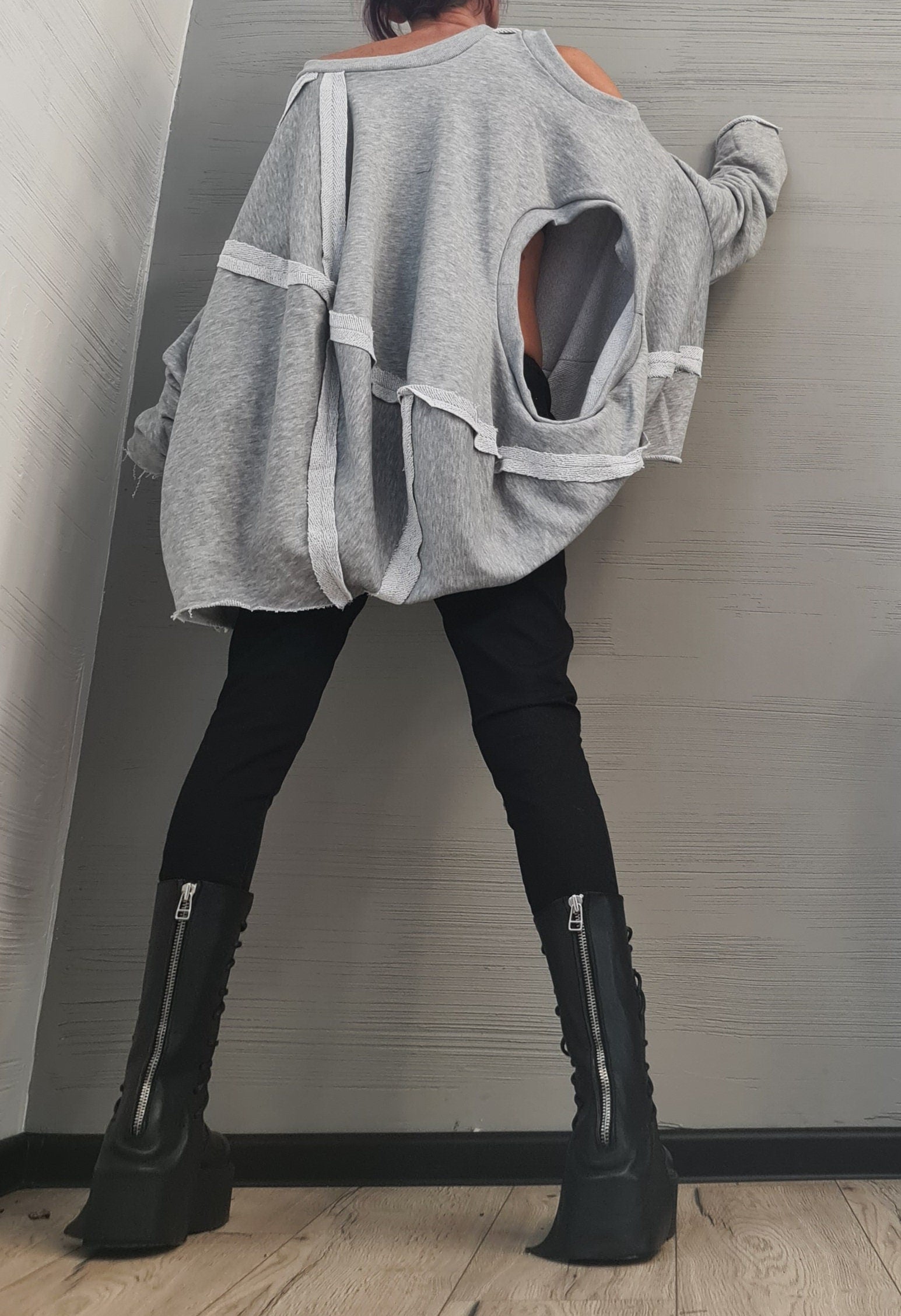 Asymmetrical tunic, Avant Garde Tunic, Loose Tunic, Deconstructed Top, Gothic tunic,  Long Short Sleeve Top DRESSSHOESCODE