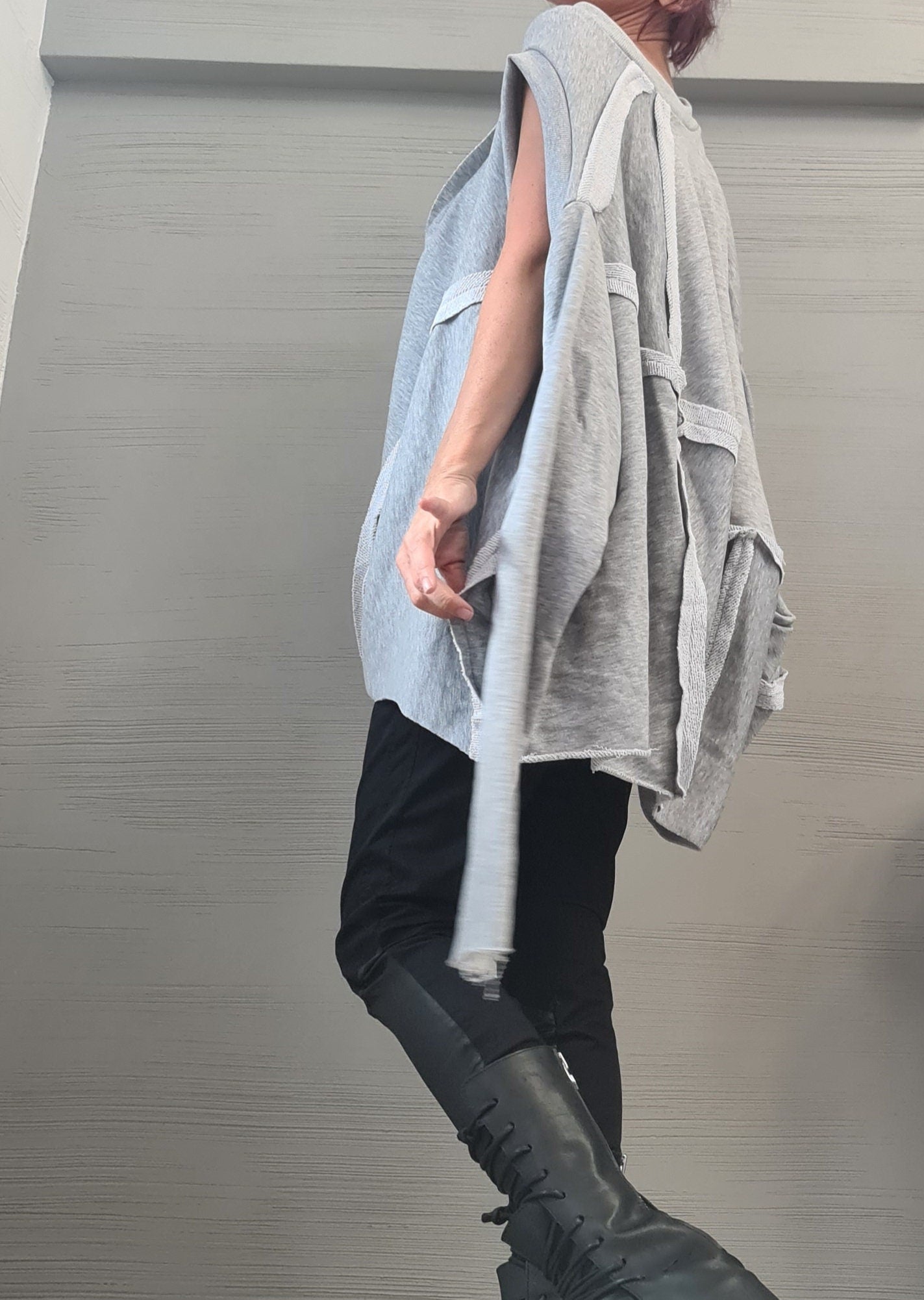 Asymmetrical tunic, Avant Garde Tunic, Loose Tunic, Deconstructed Top, Gothic tunic,  Long Short Sleeve Top DRESSSHOESCODE